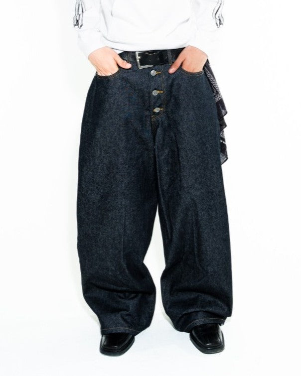 BTN FLY RIGID DENIM WIDE PANTS - INDIGO – NOREMID