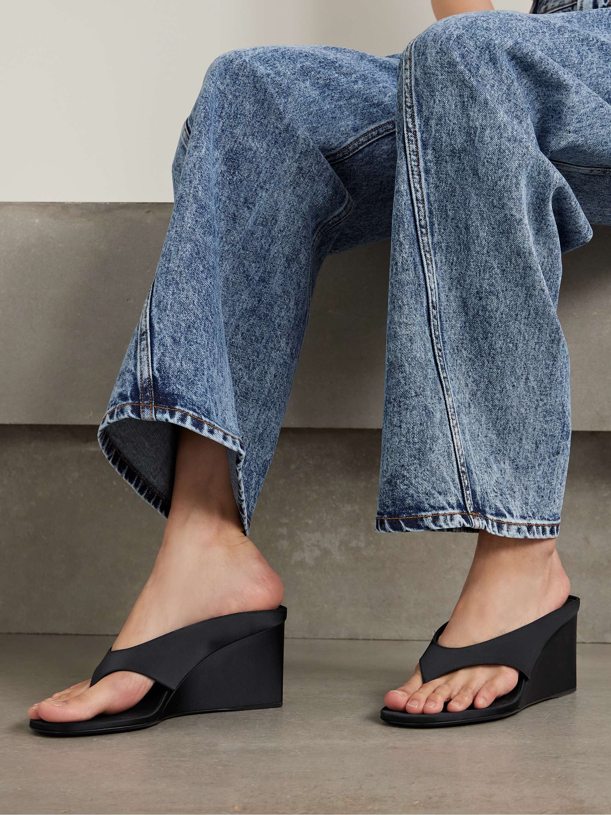 ALAÏA Satin wedge sandals | NET-A-PORTER