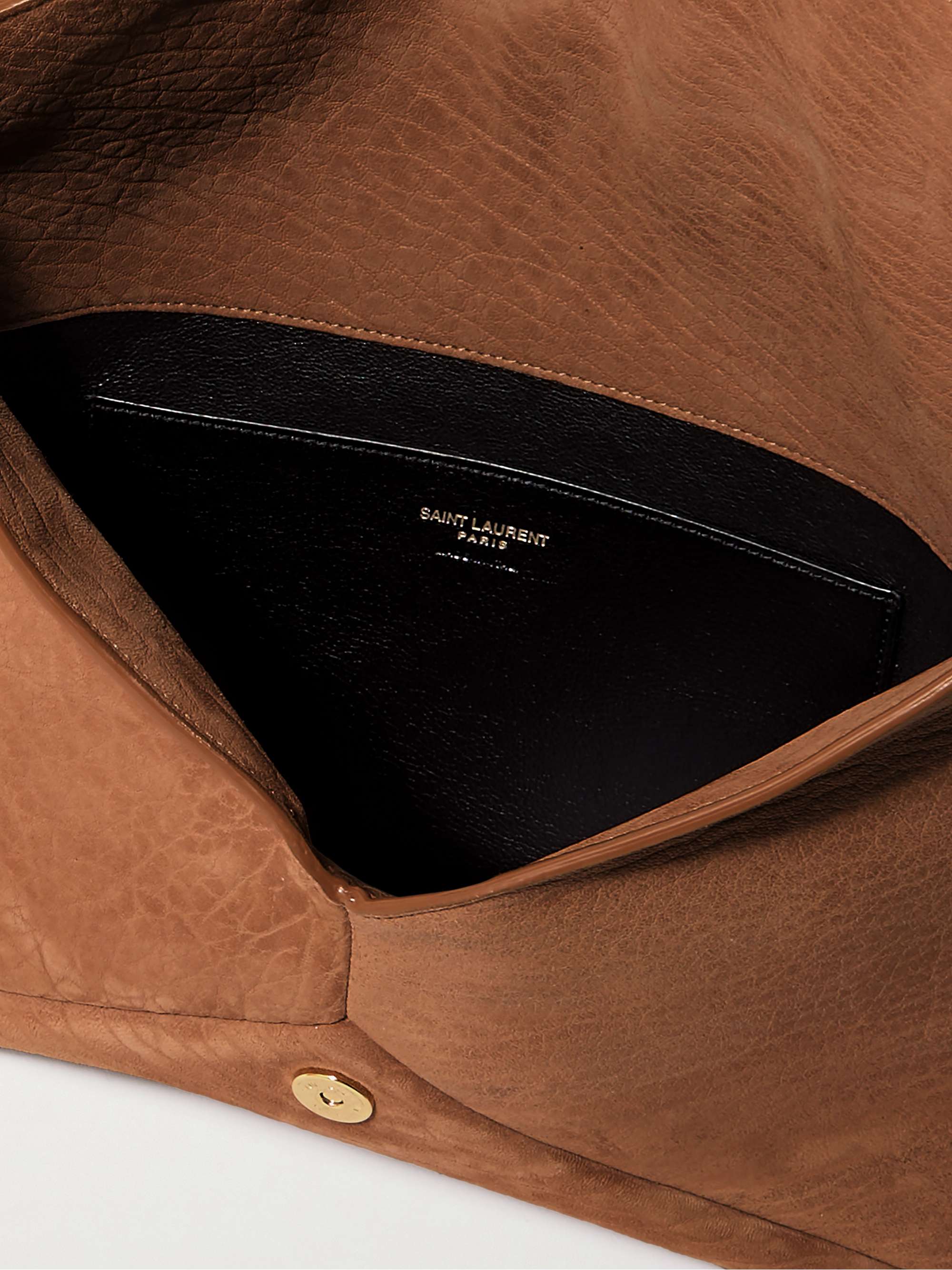 SAINT LAURENT Cassandre large textured-nubuck clutch | NET-A-PORTER