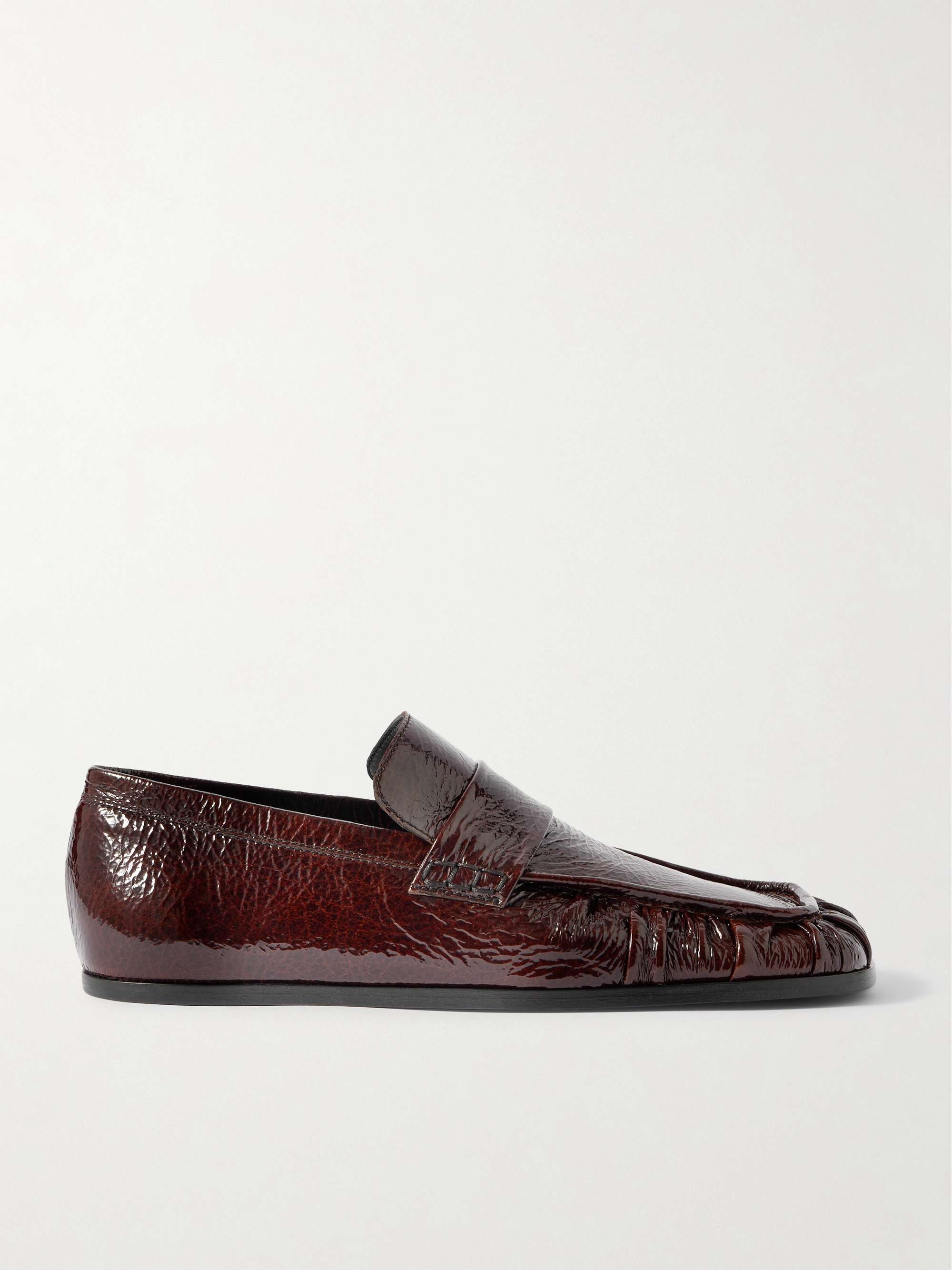 JIL SANDER Crinkled glossed-leather loafers | NET-A-PORTER