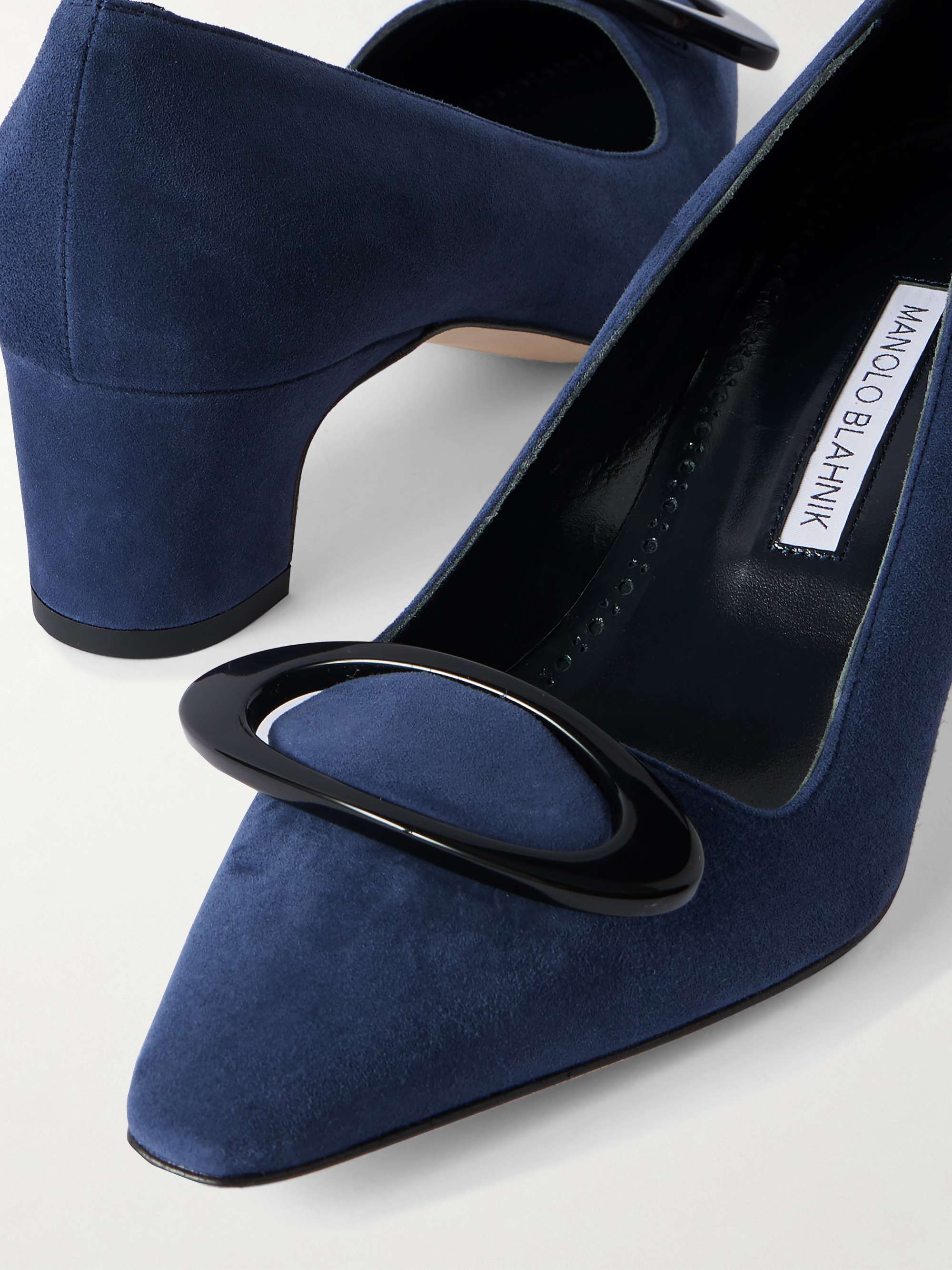 MANOLO BLAHNIK Fenix 50 buckled suede pumps | NET-A-PORTER