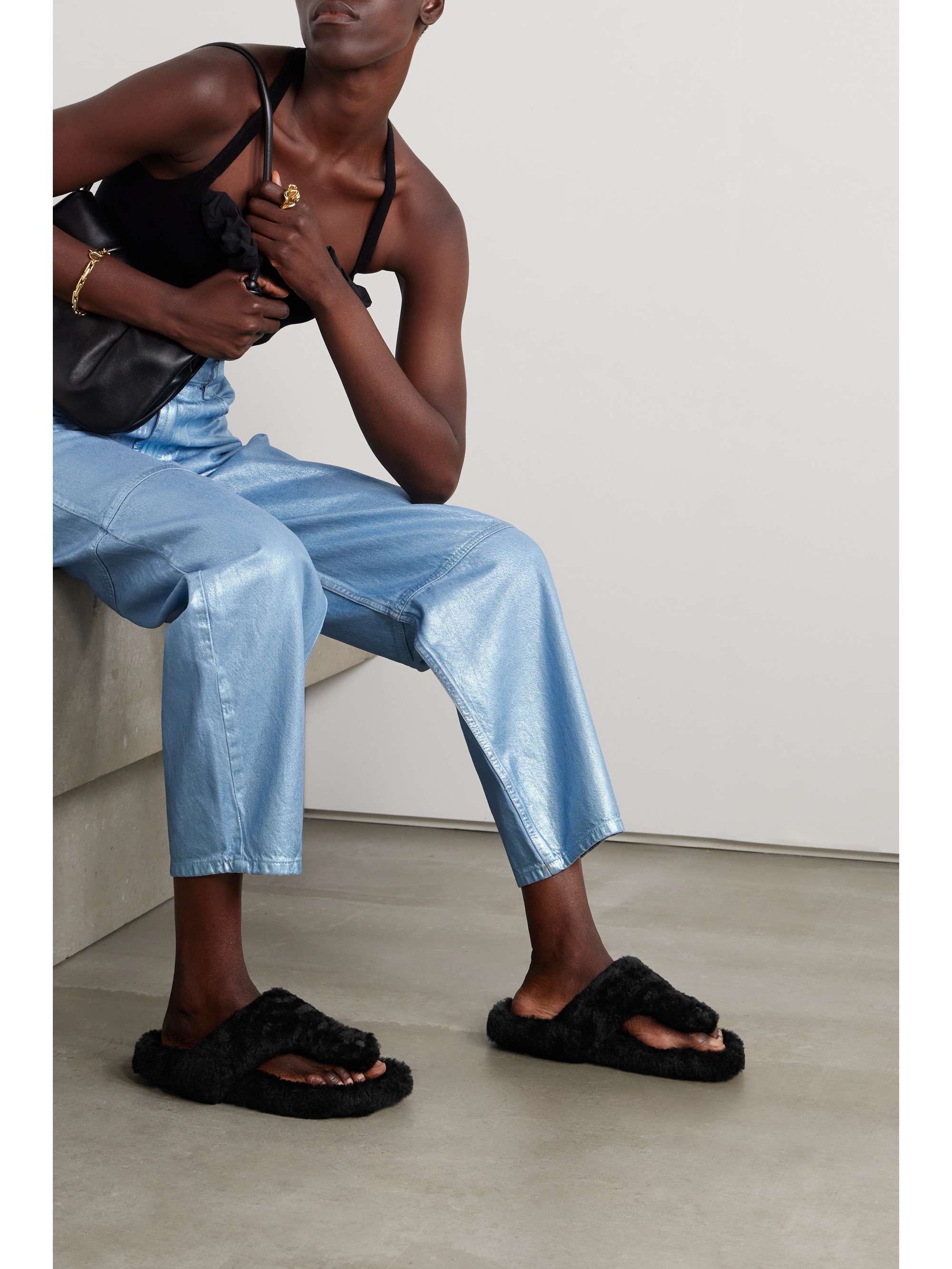 LOEWE Shearling sandals | NET-A-PORTER