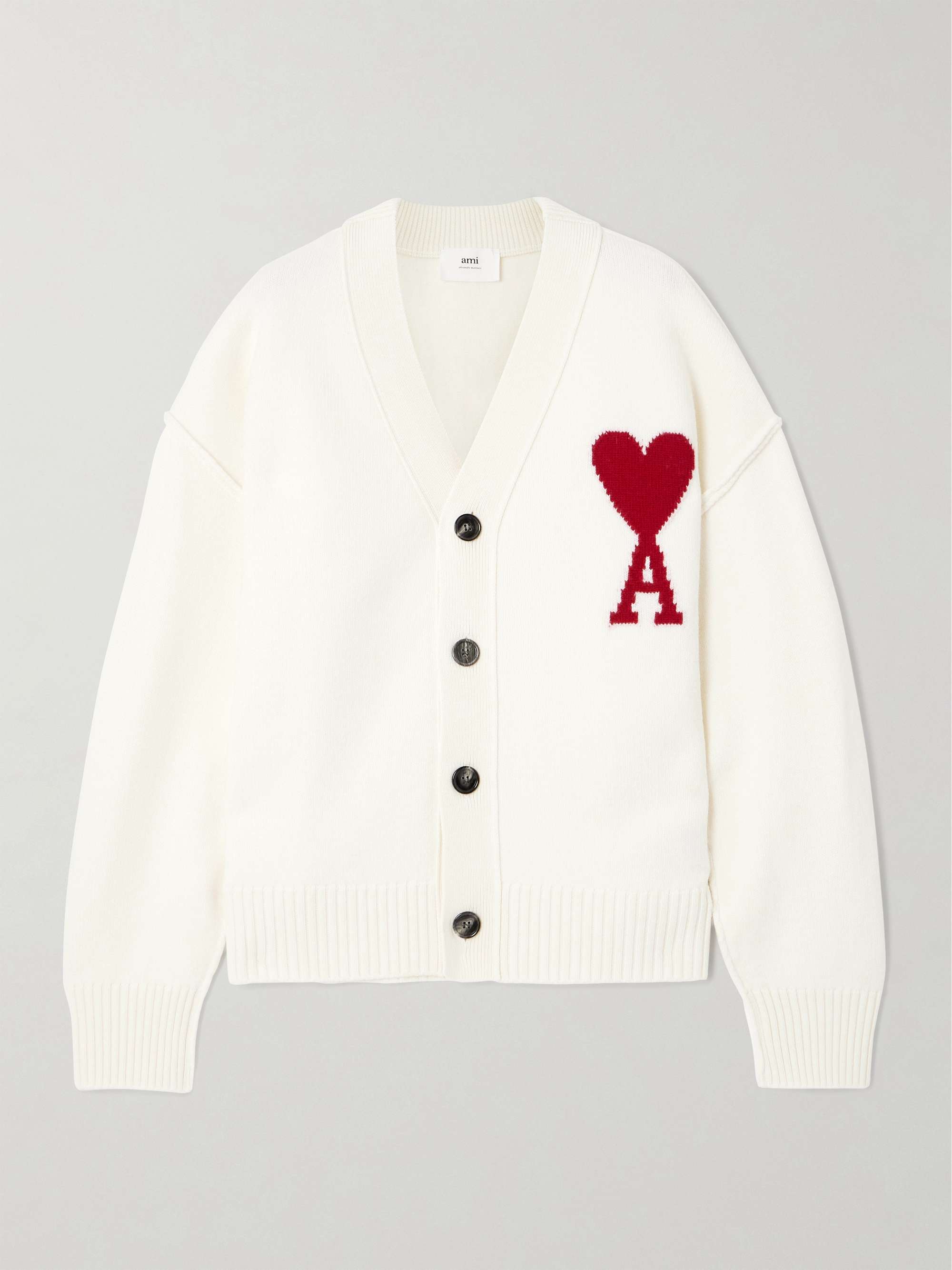 AMI PARIS ADC intarsia merino wool cardigan | NET-A-PORTER
