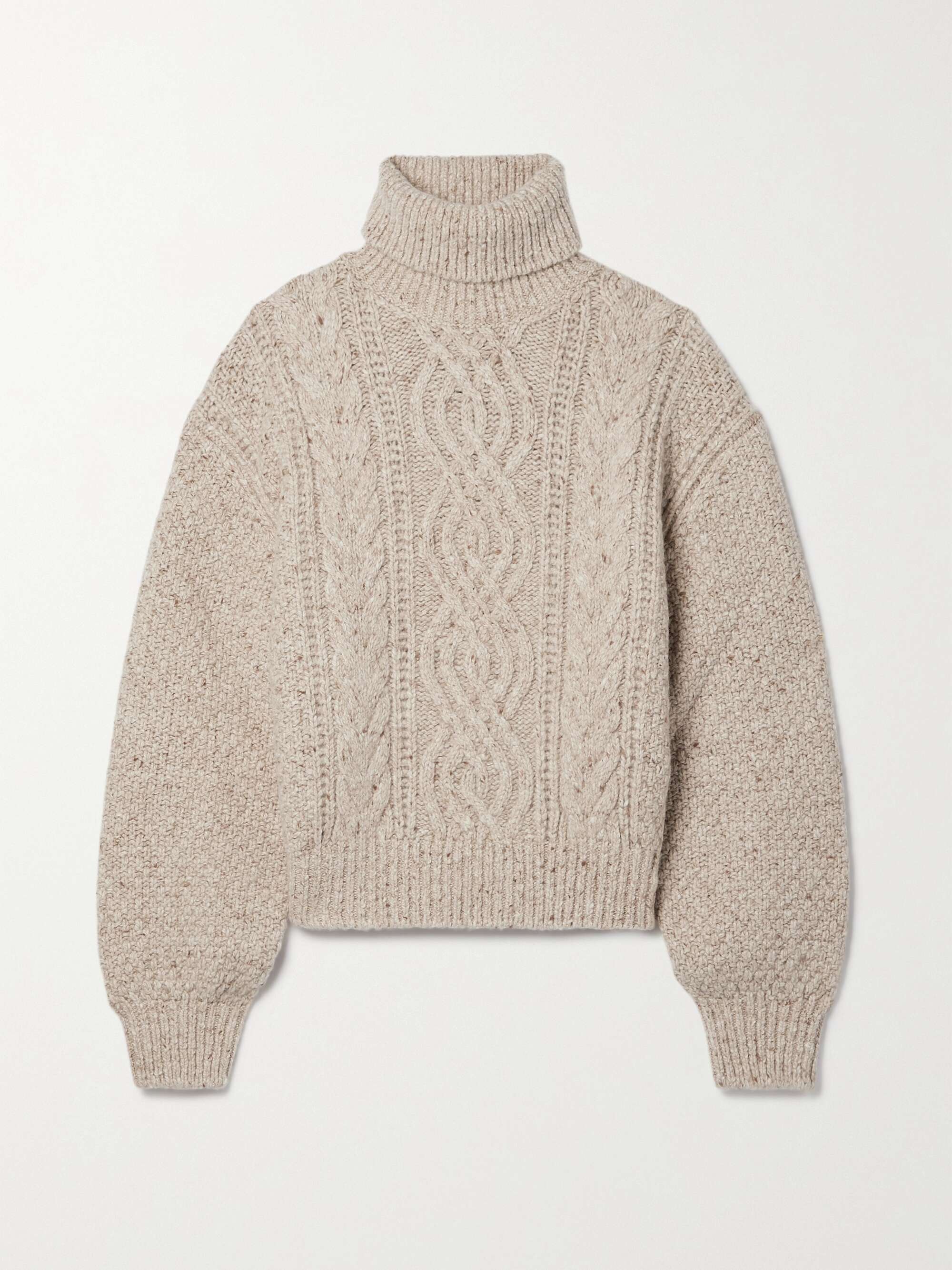 LORO PIANA Cable-knit wool and cashmere-blend turtleneck sweater