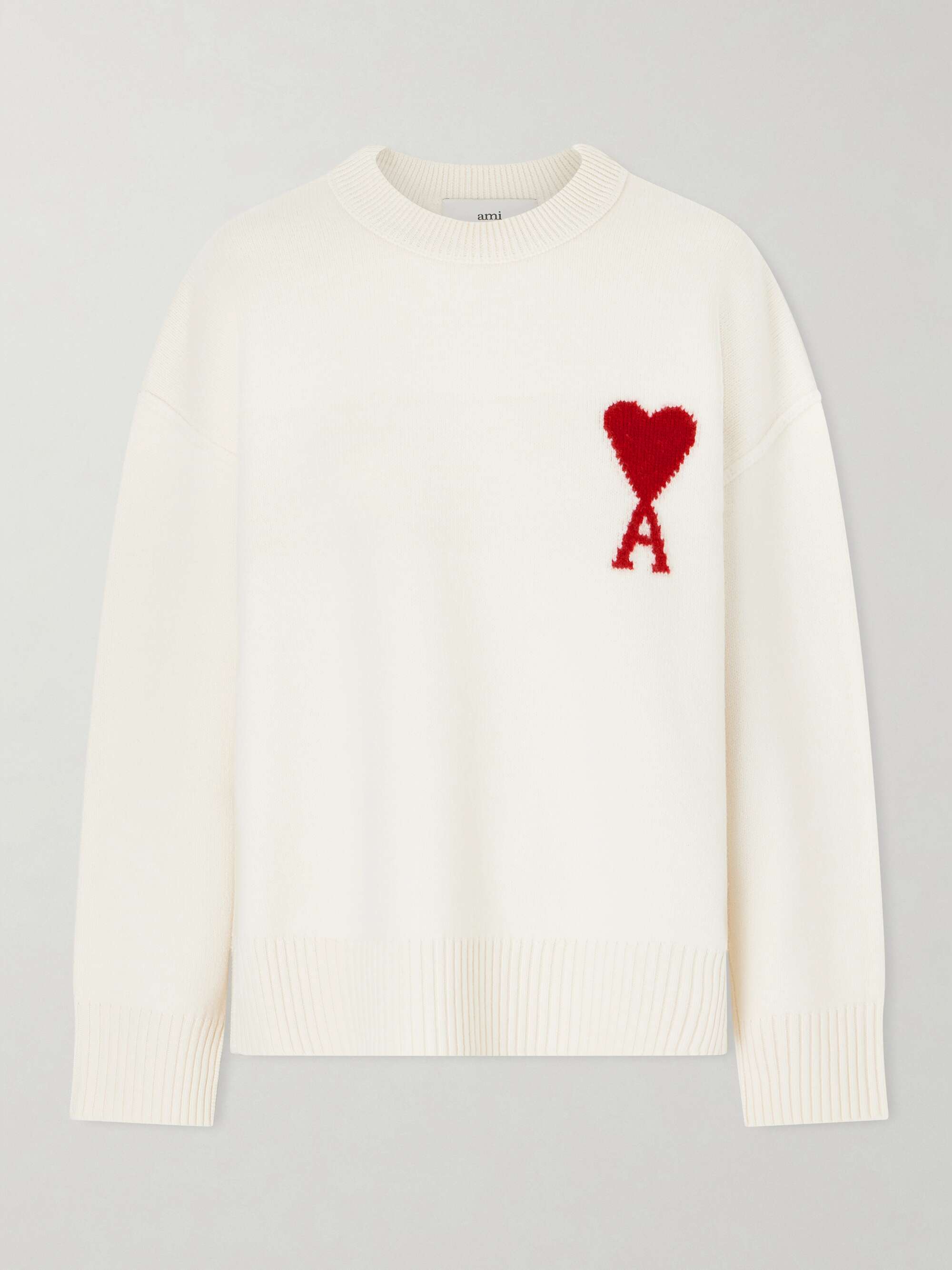 White ADC intarsia wool sweater | AMI PARIS | NET-A-PORTER