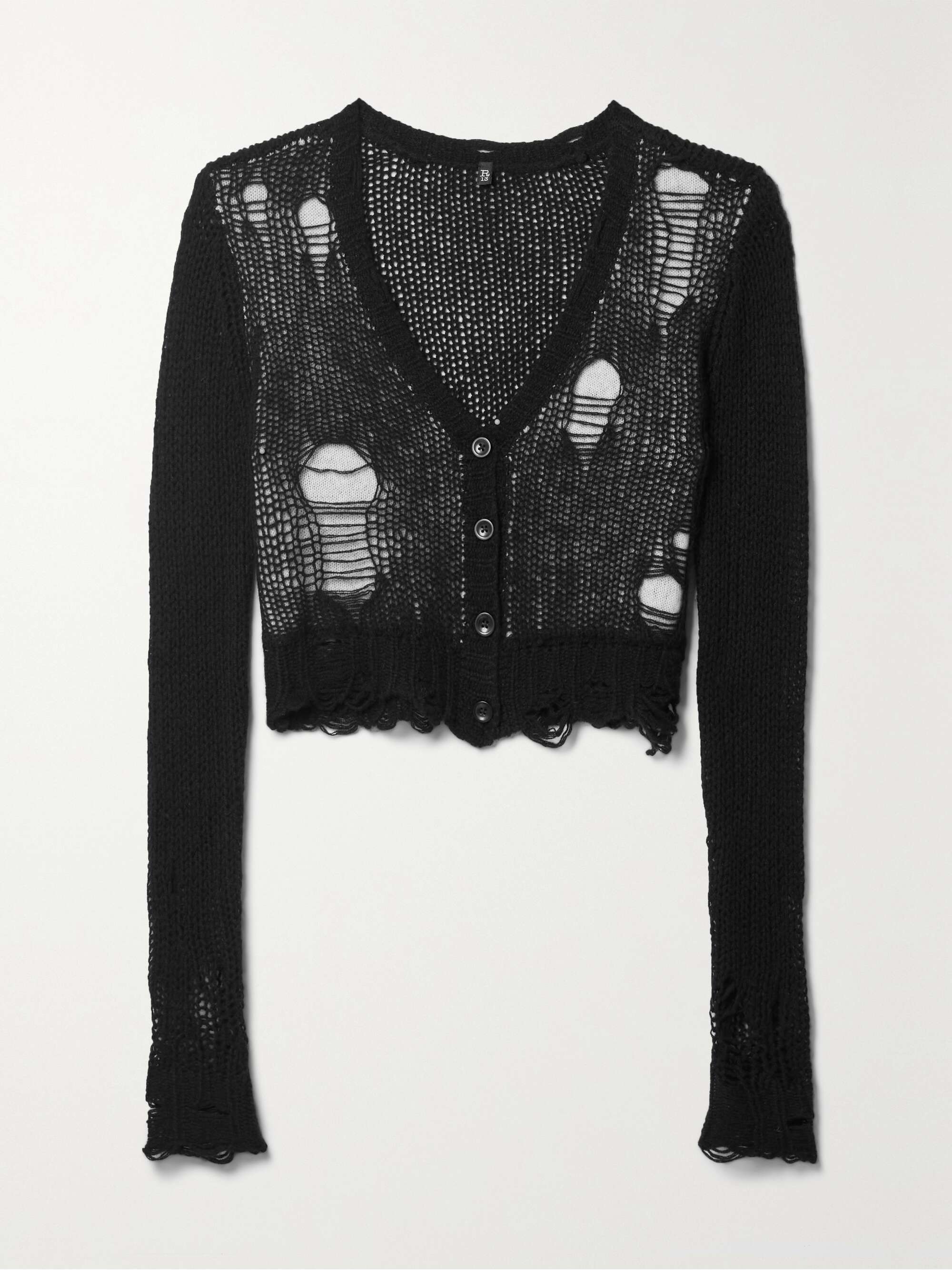 R13 Cropped layered distressed cashmere cardigan | NET-A-PORTER