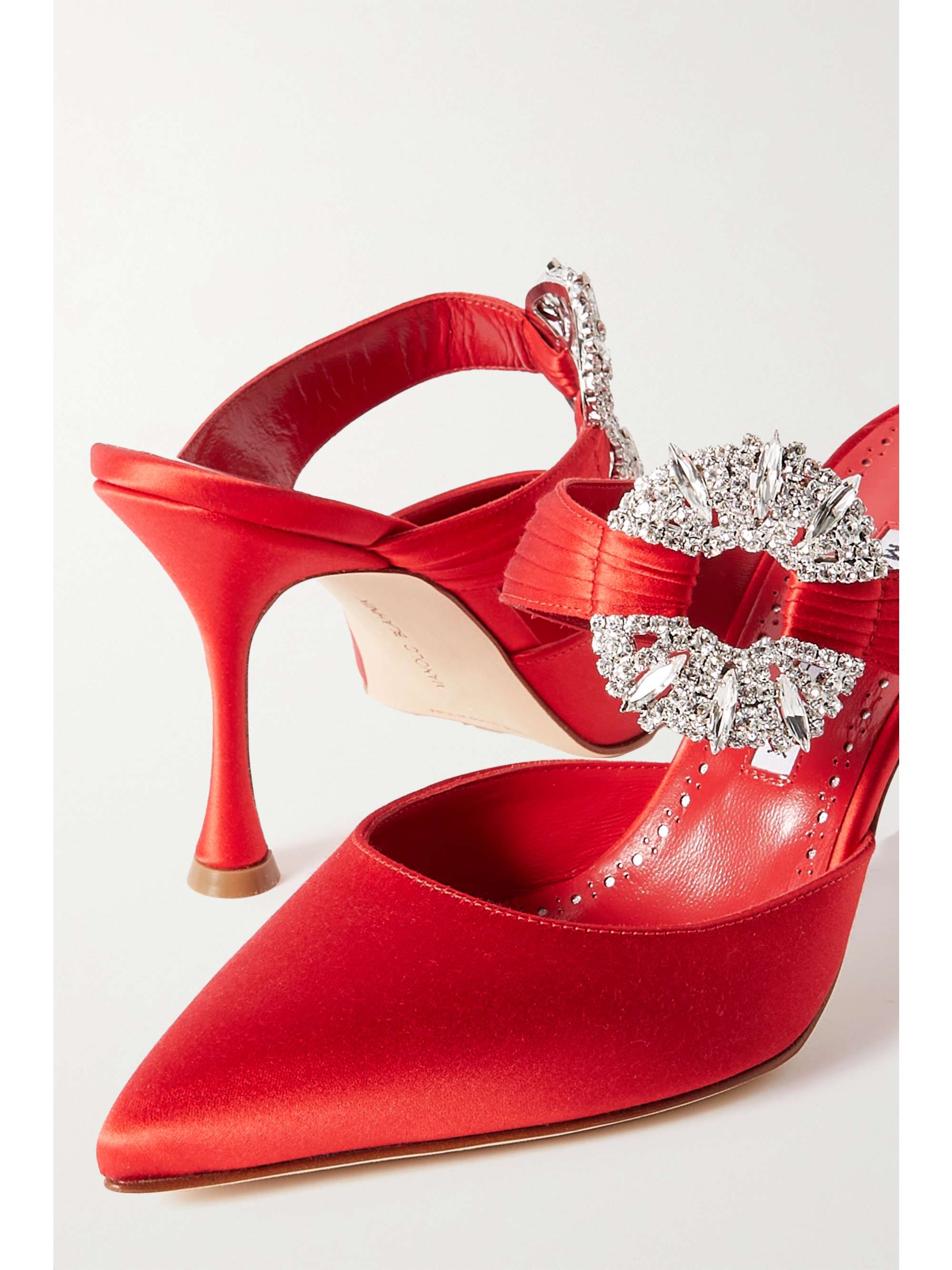 MANOLO BLAHNIK Maidugura 90 crystal-embellished satin mules | NET