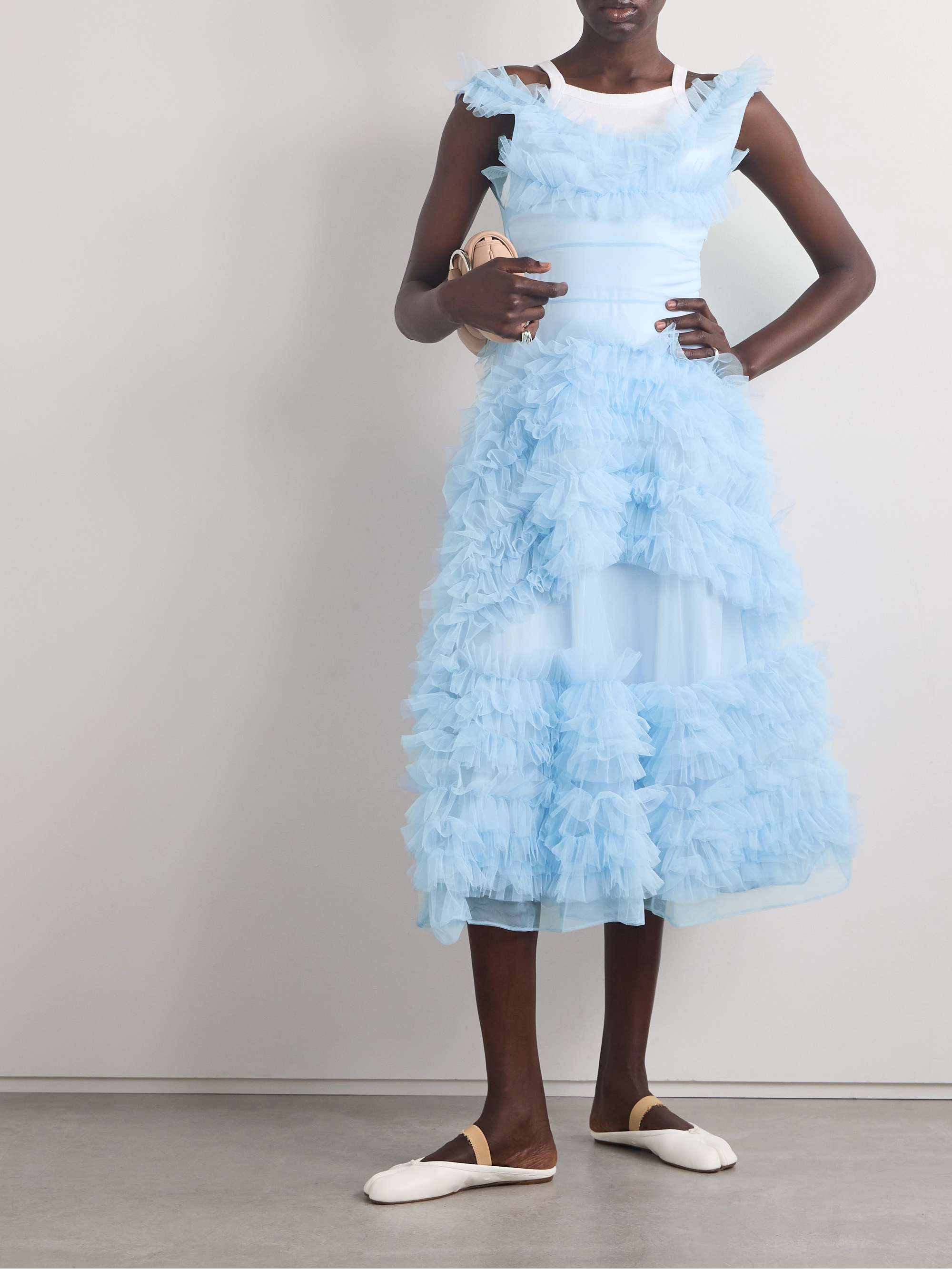 MOLLY GODDARD Mertyl tiered ruffled tulle midi dress | NET-A-PORTER