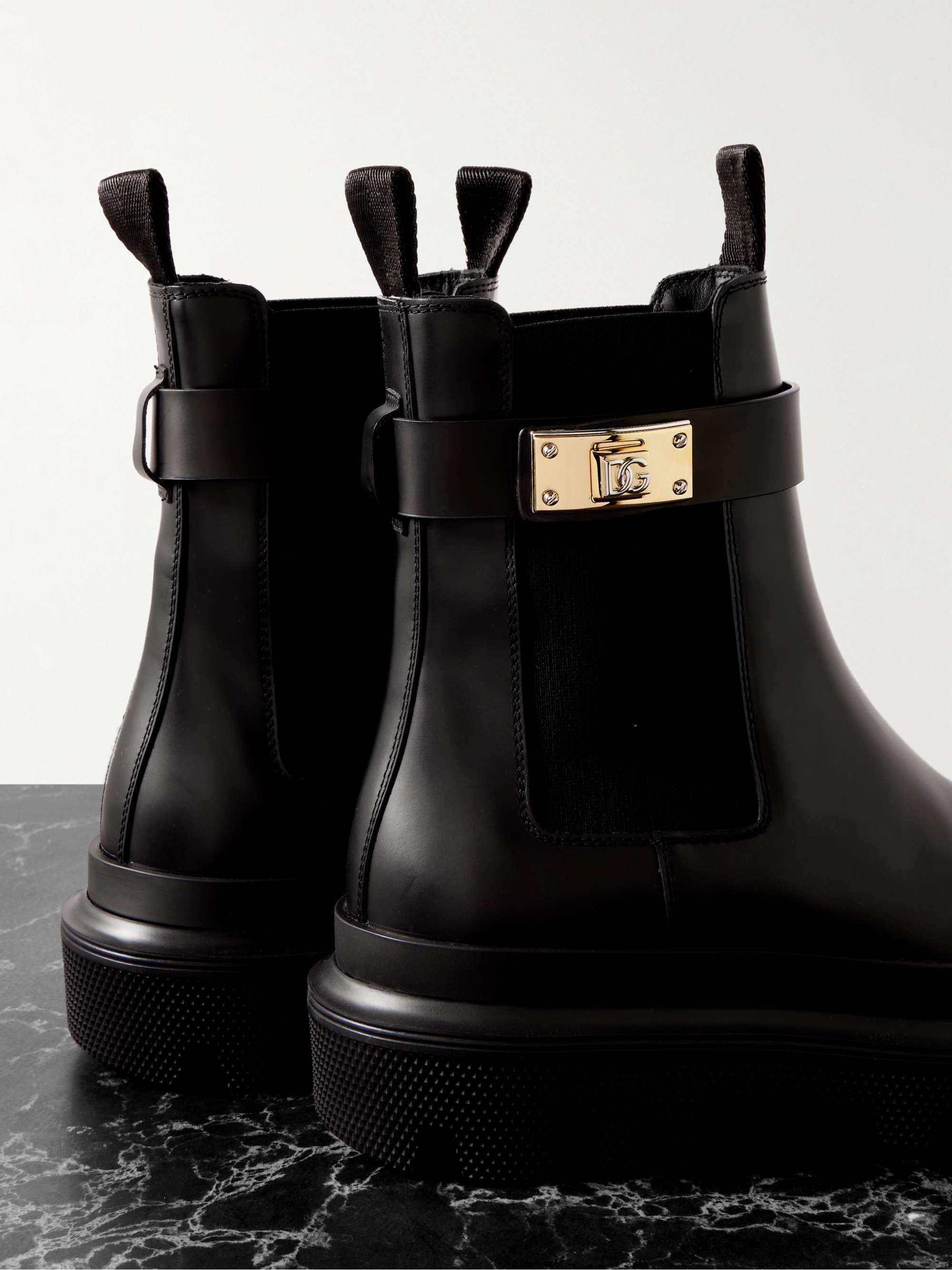 DOLCE&GABBANA Embellished leather Chelsea boots | NET-A-PORTER