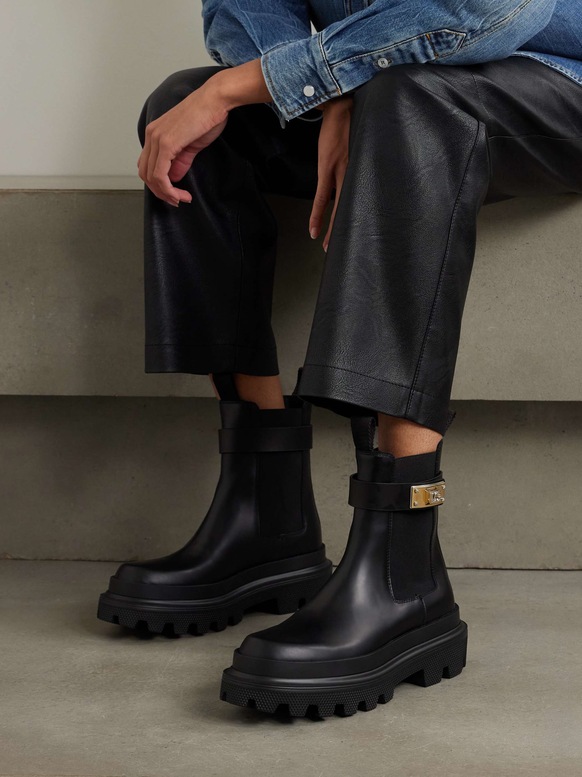 DOLCE&GABBANA Embellished leather Chelsea boots | NET-A-PORTER