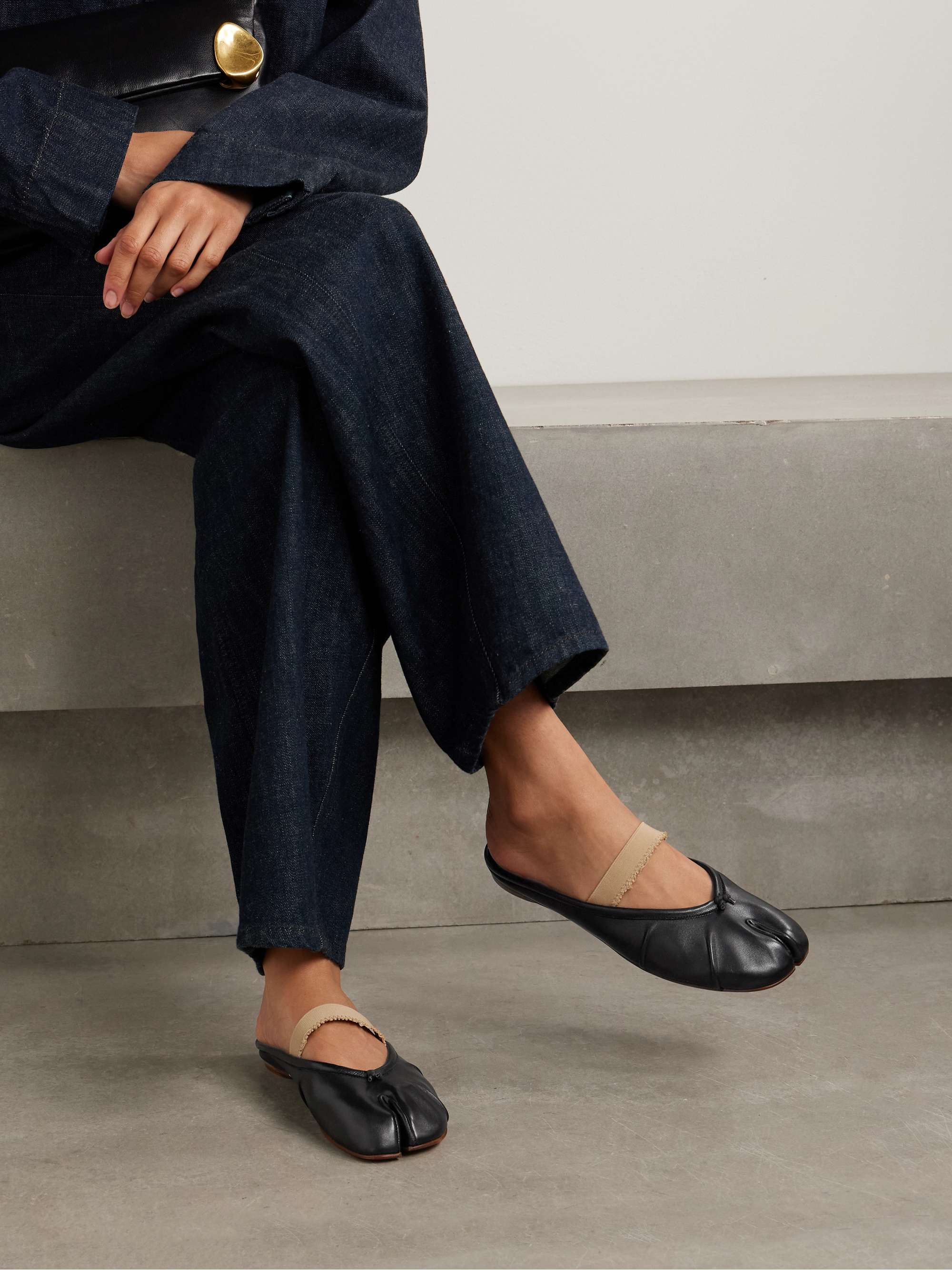 MAISON MARGIELA Tabi frayed split-toe leather ballet flats | NET-A