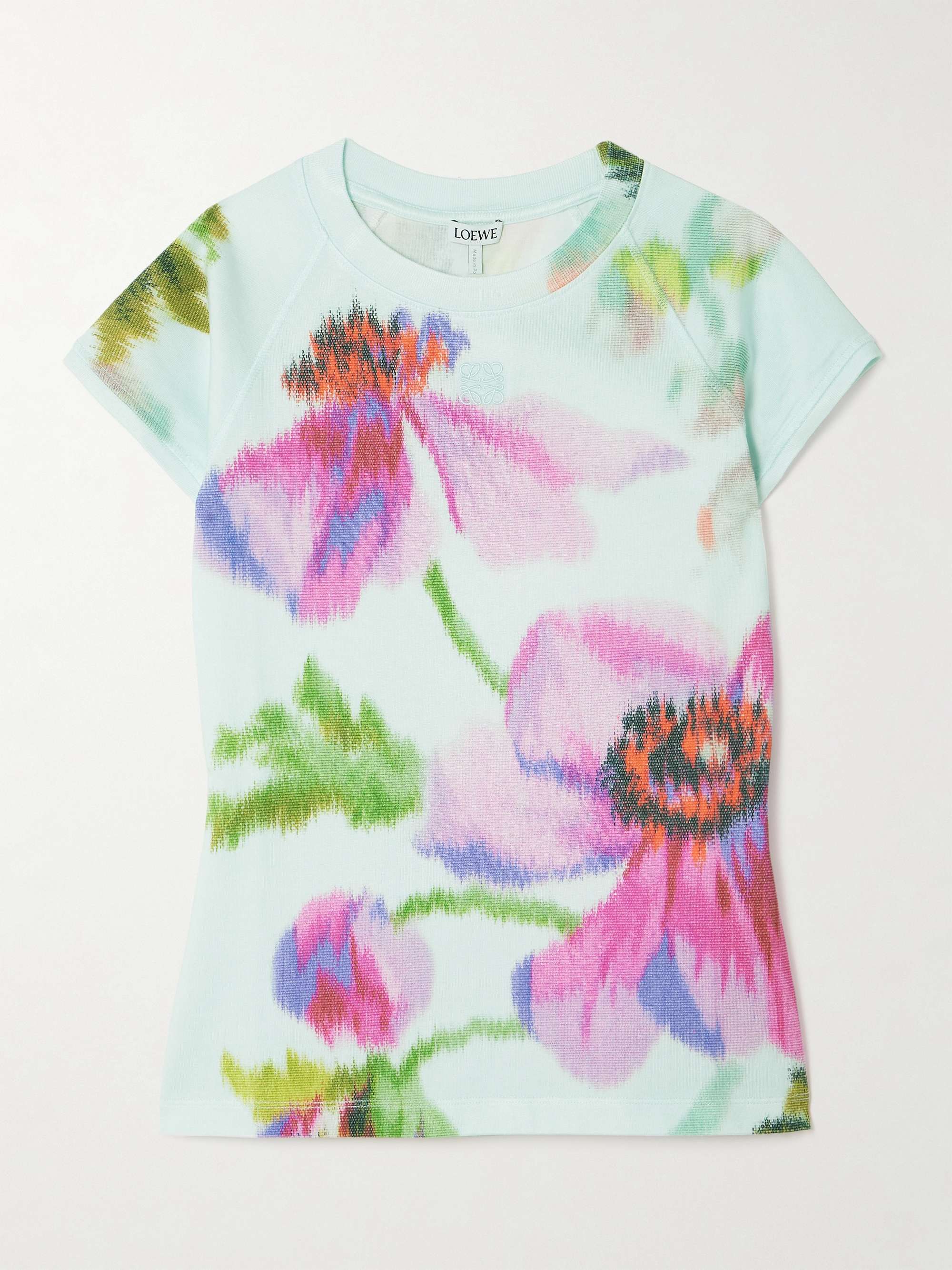 LOEWE Embroidered floral-print cotton-blend jersey T-shirt | NET-A