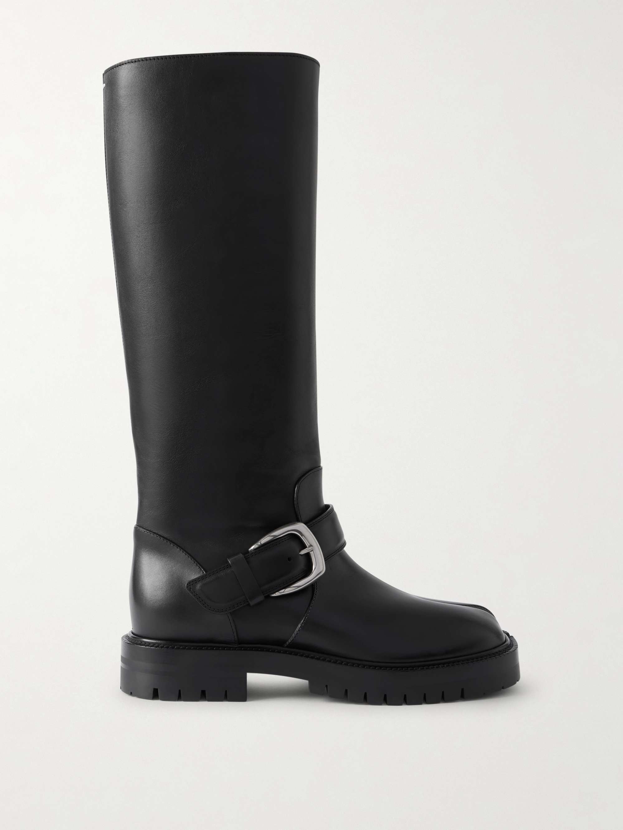 MAISON MARGIELA Tabi buckled split-toe leather knee boots | NET-A