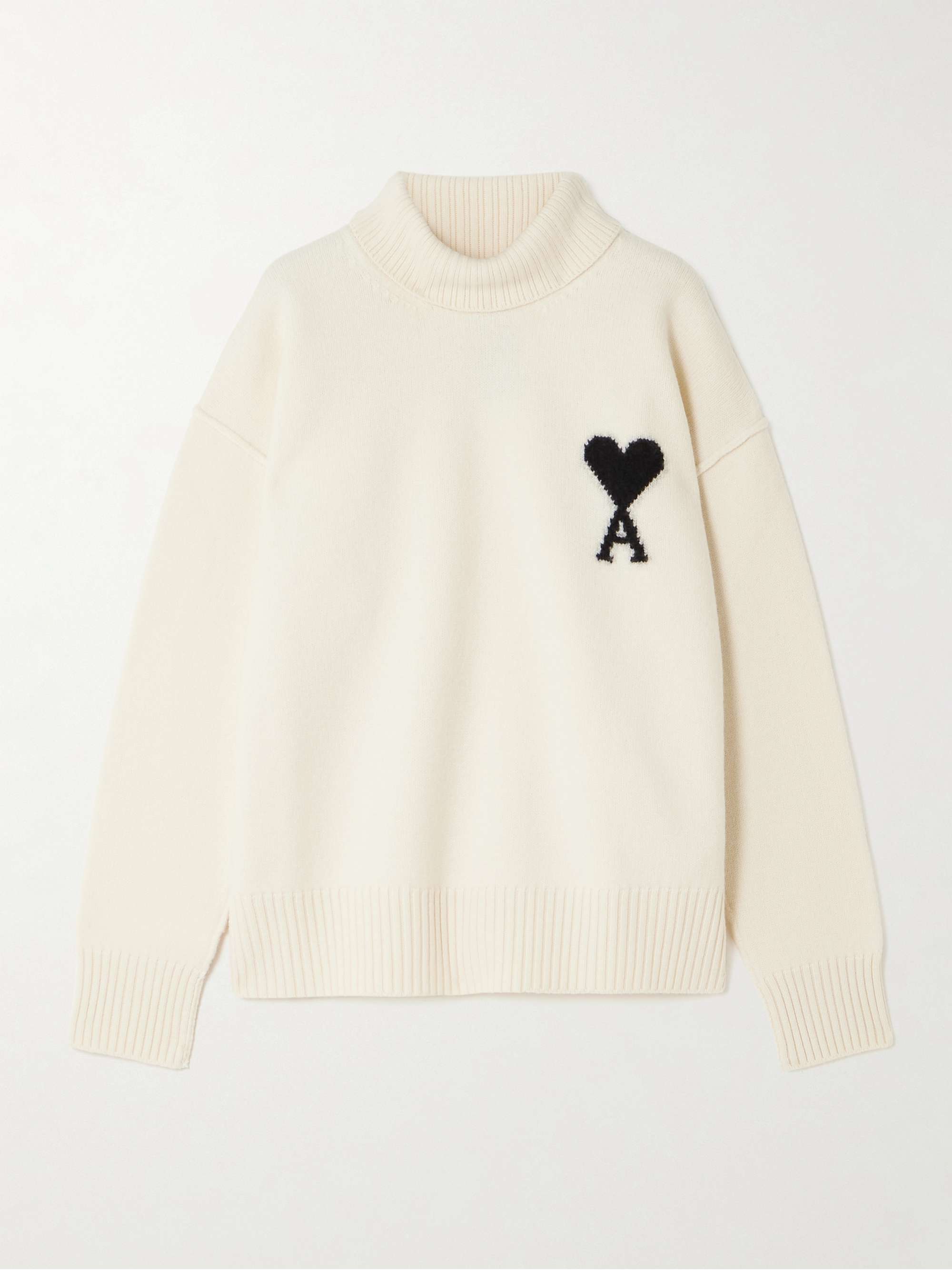 AMI PARIS Oversized intarsia-knit wool turtleneck sweater | NET-A