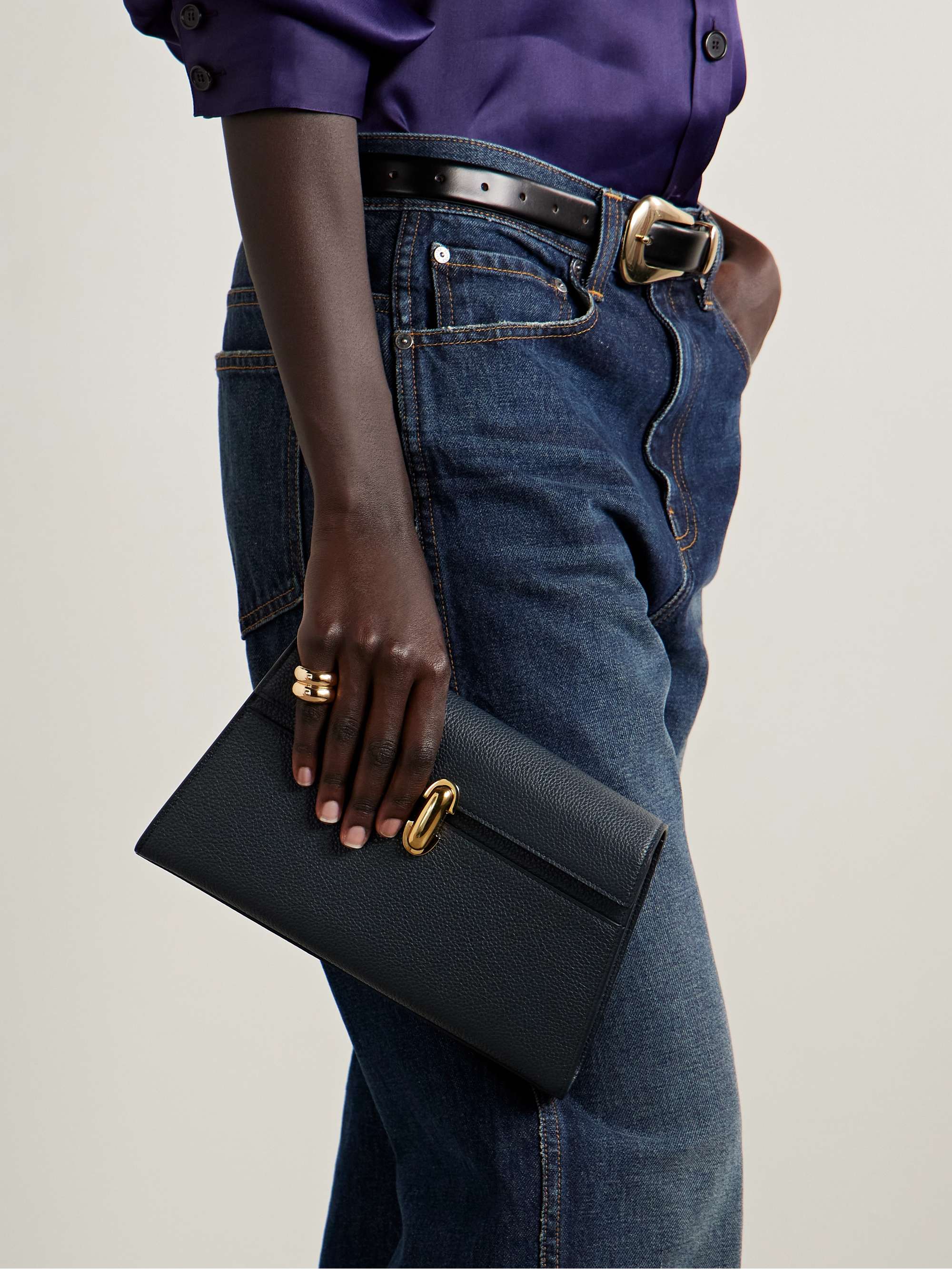 SAVETTE Symmetry textured-leather shoulder bag | NET-A-PORTER