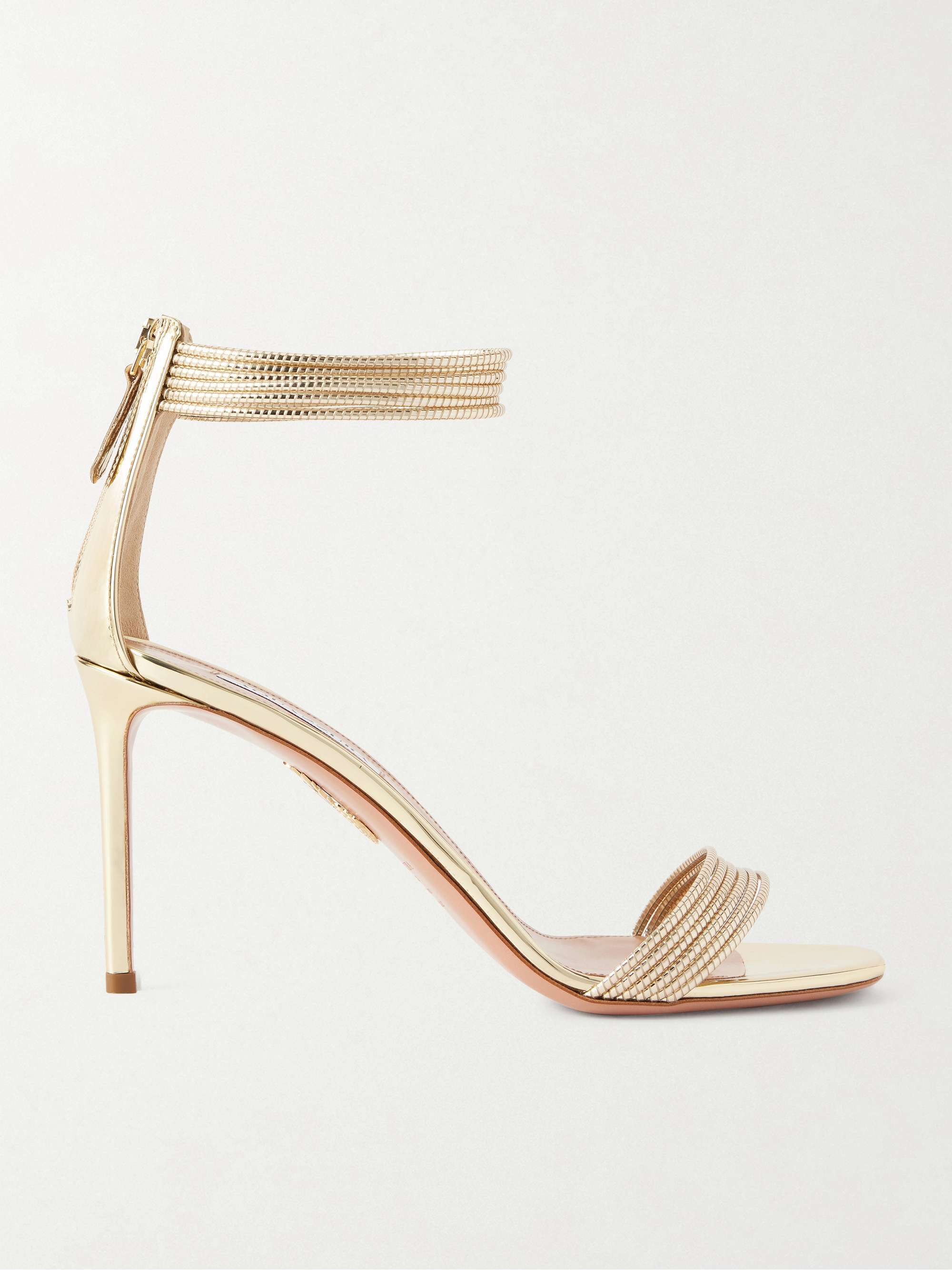 AQUAZZURA Sway 85 metallic sandals | NET-A-PORTER