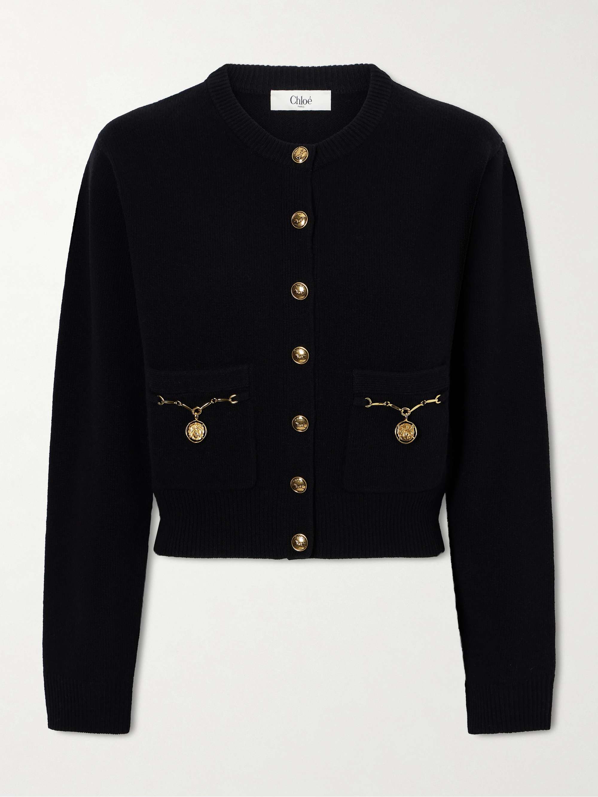 CHLOÉ Cropped embellished wool and cashmere-blend cardigan | NET-A