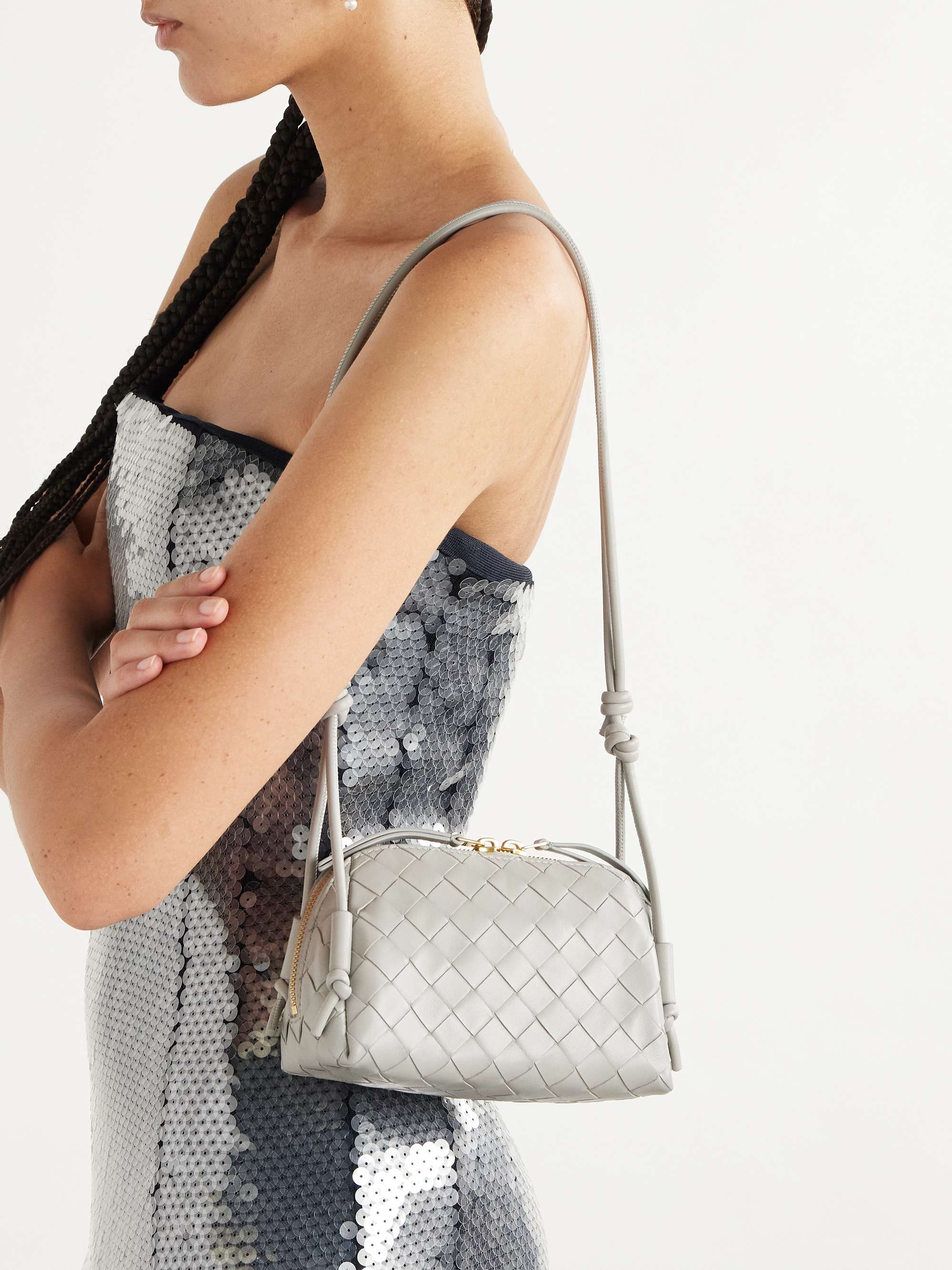 BOTTEGA VENETA Concert Pouch intrecciato leather shoulder bag