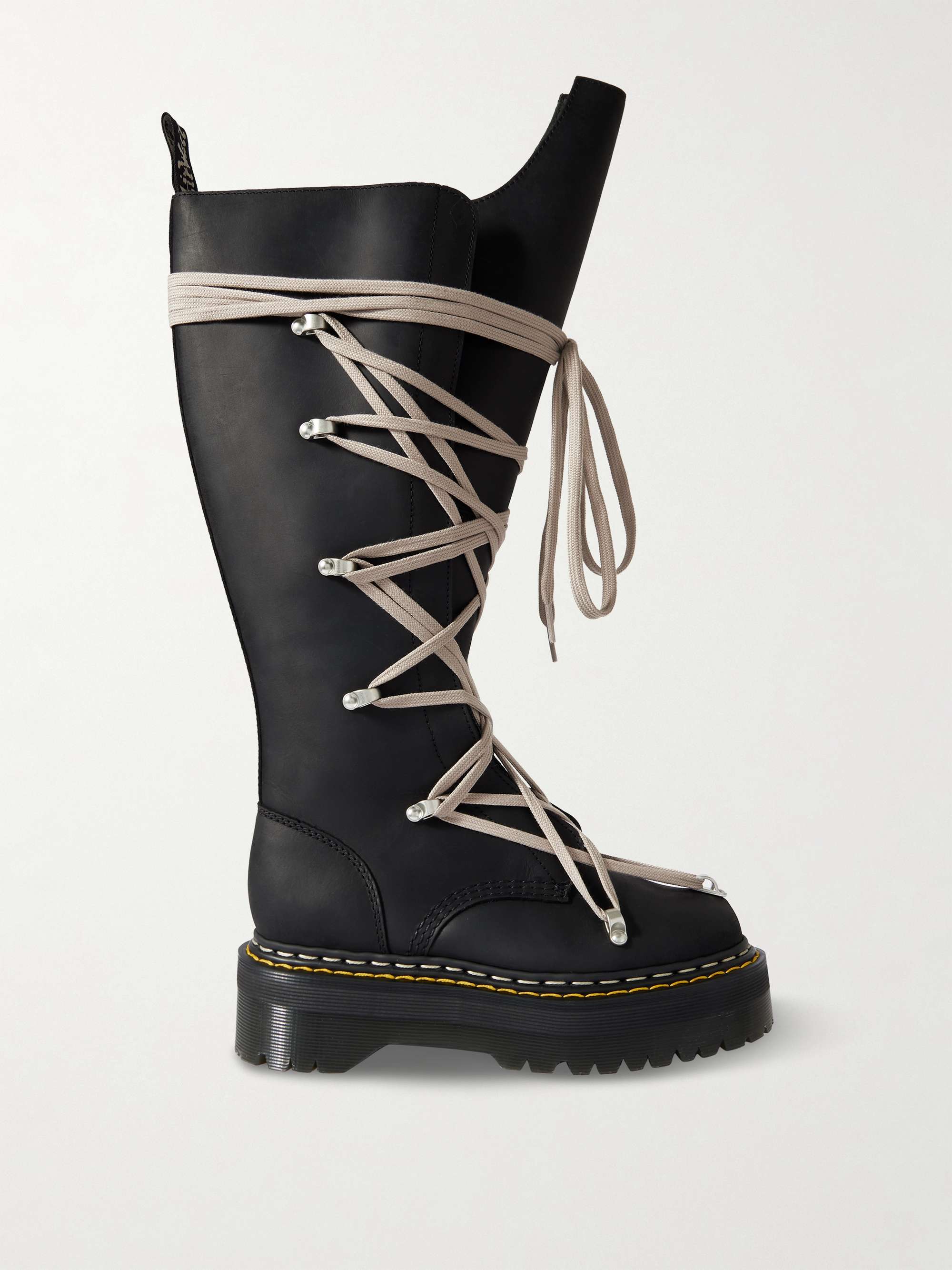 RICK OWENS + Dr. Martens 1460 Quad Sole Pentalace leather knee