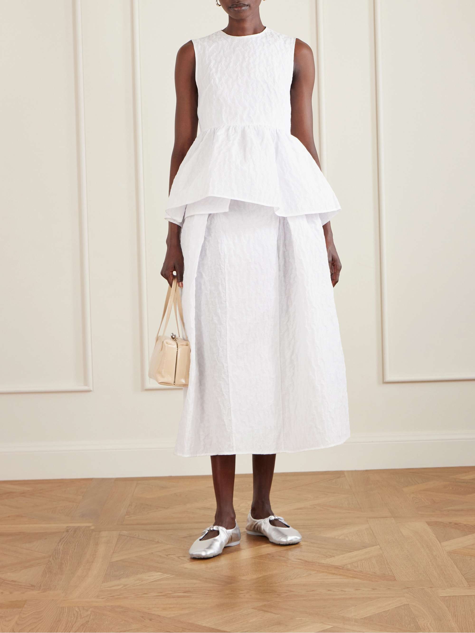 CECILIE BAHNSEN Fabiola cotton-blend cloqué midi skirt | NET-A-PORTER