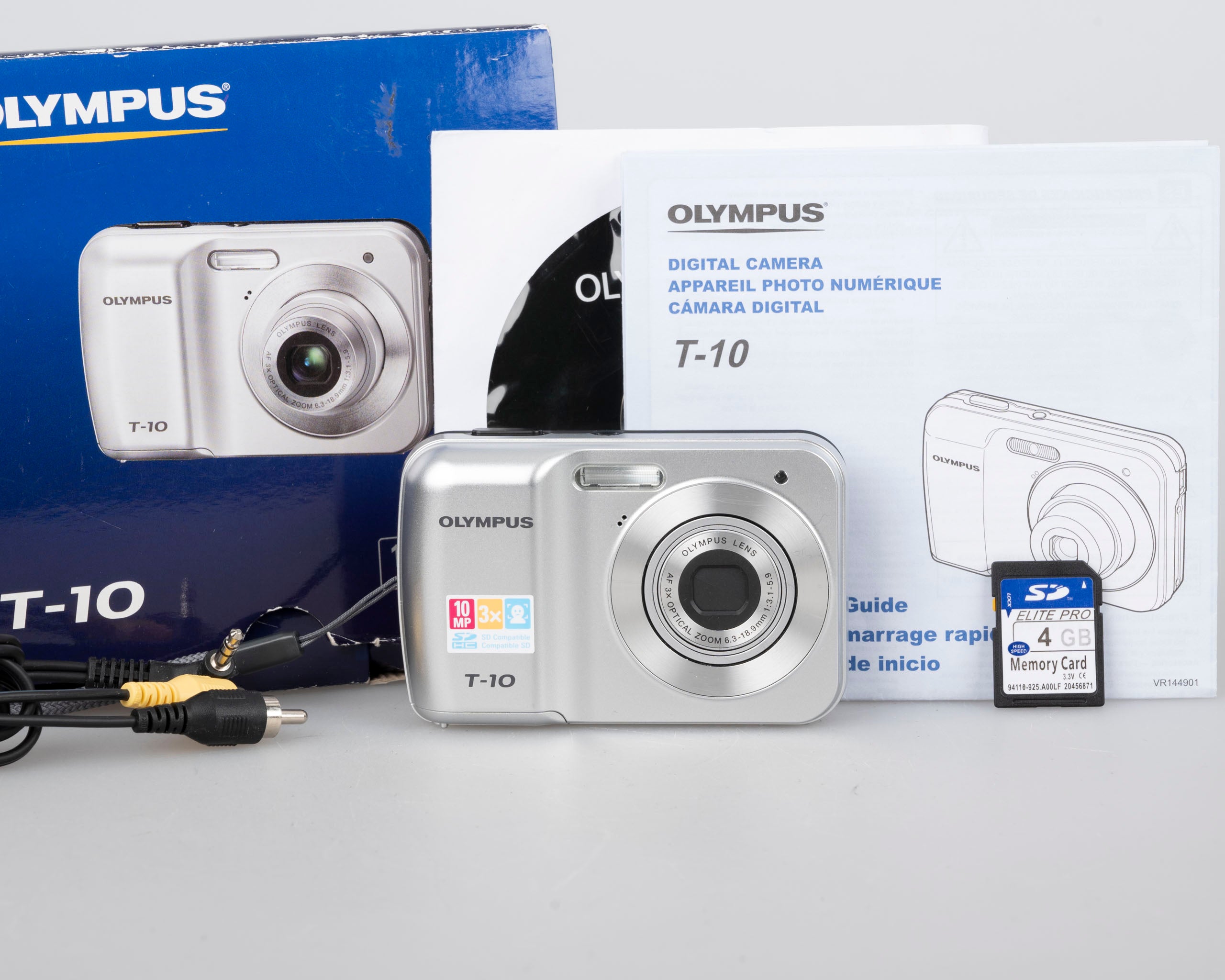Olympus T-10 10MP CCD sensor digicam w/ 4GB SD card + box +