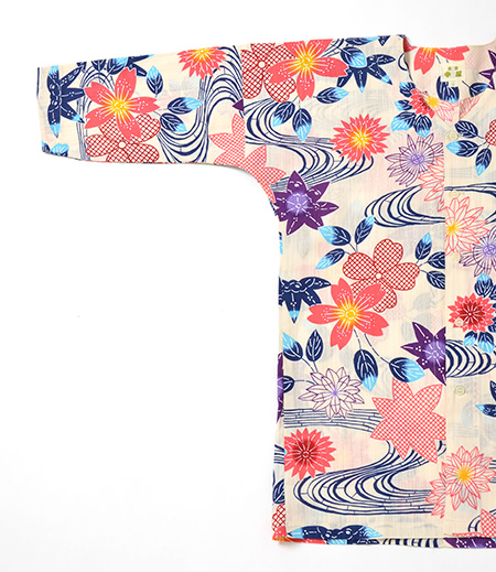 鯉口 紅型 流水花（ベージュ／花） 浅草中屋-商品詳細：浅草中屋「祭り