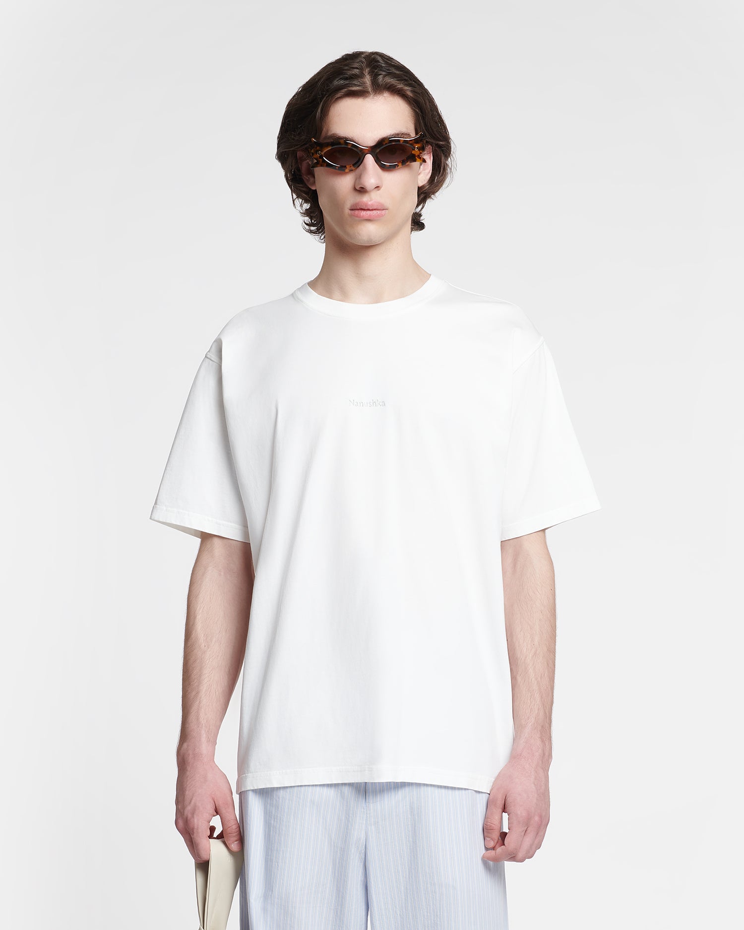 Reece - Embroidered Cotton-Jersey T-Shirt - Off White – Nanushka