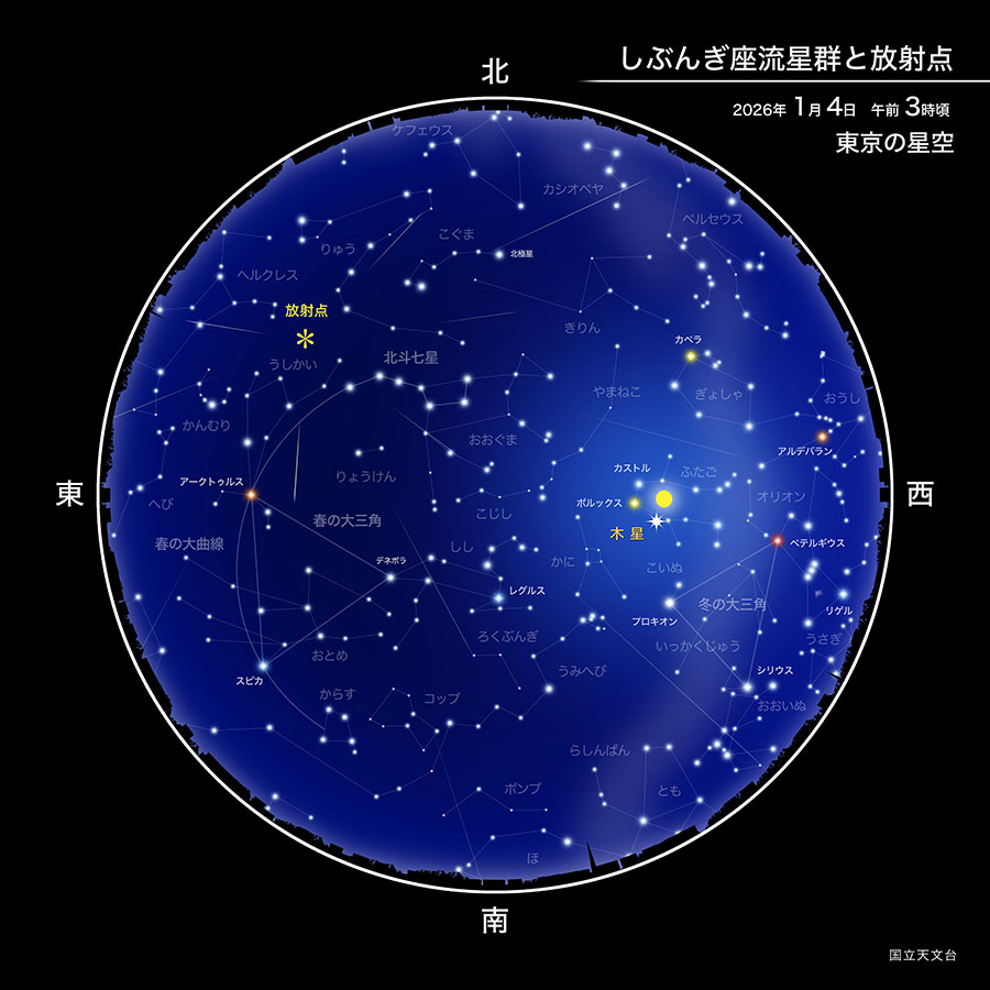 しぶんぎ座流星群が極大（2026年1月） | 国立天文台(NAOJ)