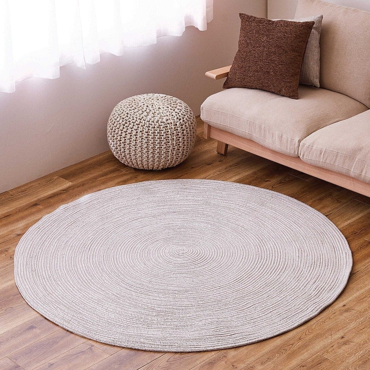 コットン100％の円形ラグ 160R GY | ニトリネット【公式】 家具