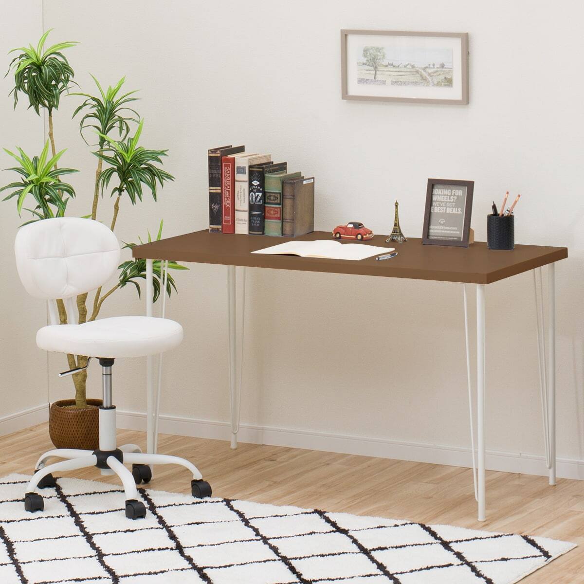 デスクプレフェセット(天板118MBR/ワイヤーレッグ69WH) | ニトリネット