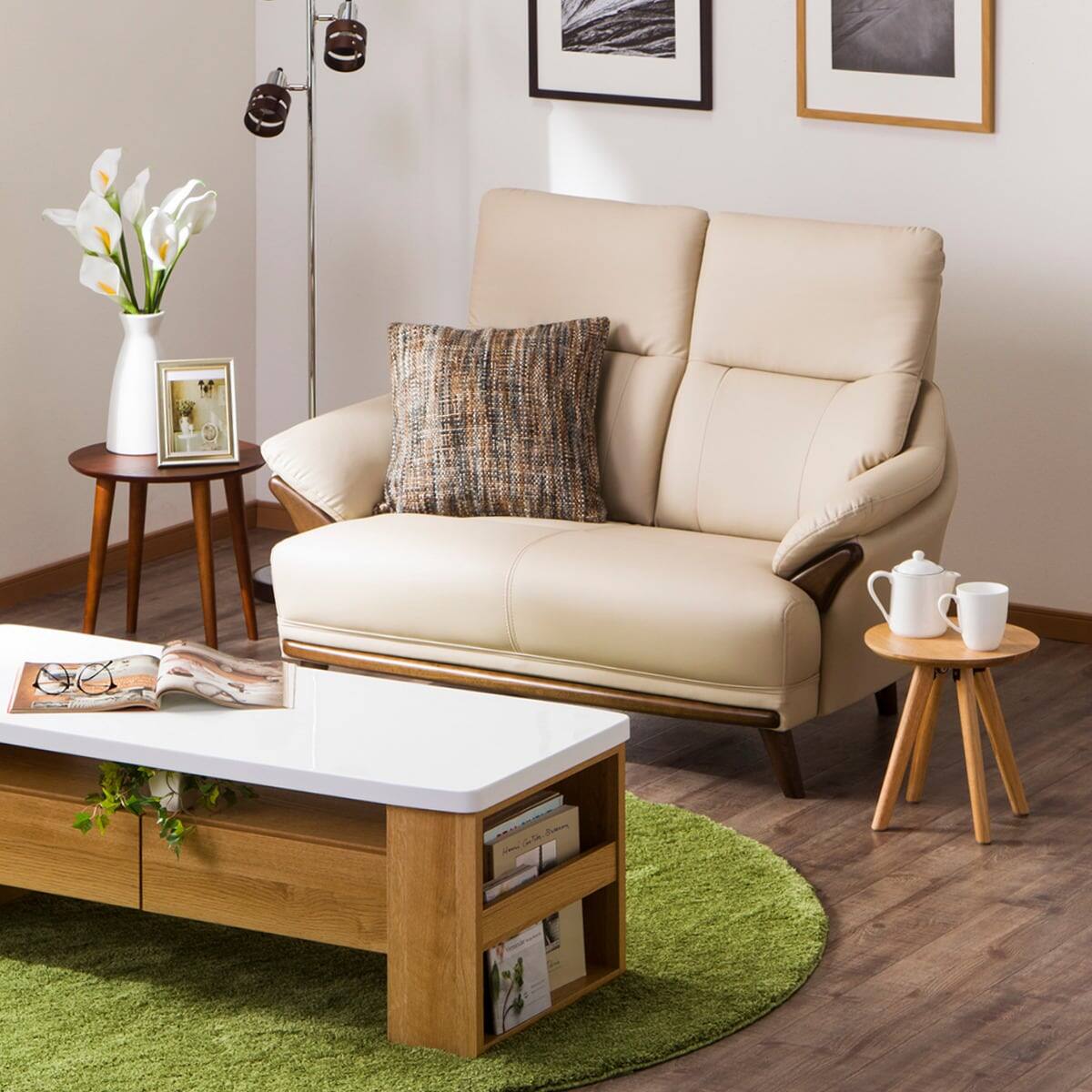 傷・汚れに強い 2人掛けソファ 合皮タイプ (コウテイ3 Nシールド BE