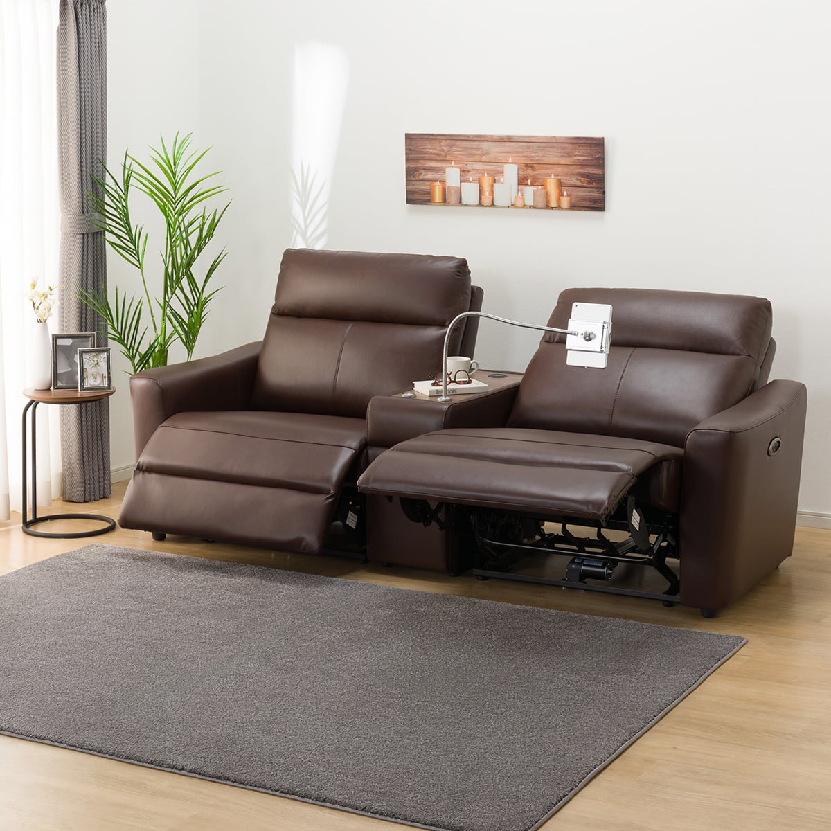 Nitoriダークブラウン リクライニングソファ アダプター付き Nitori