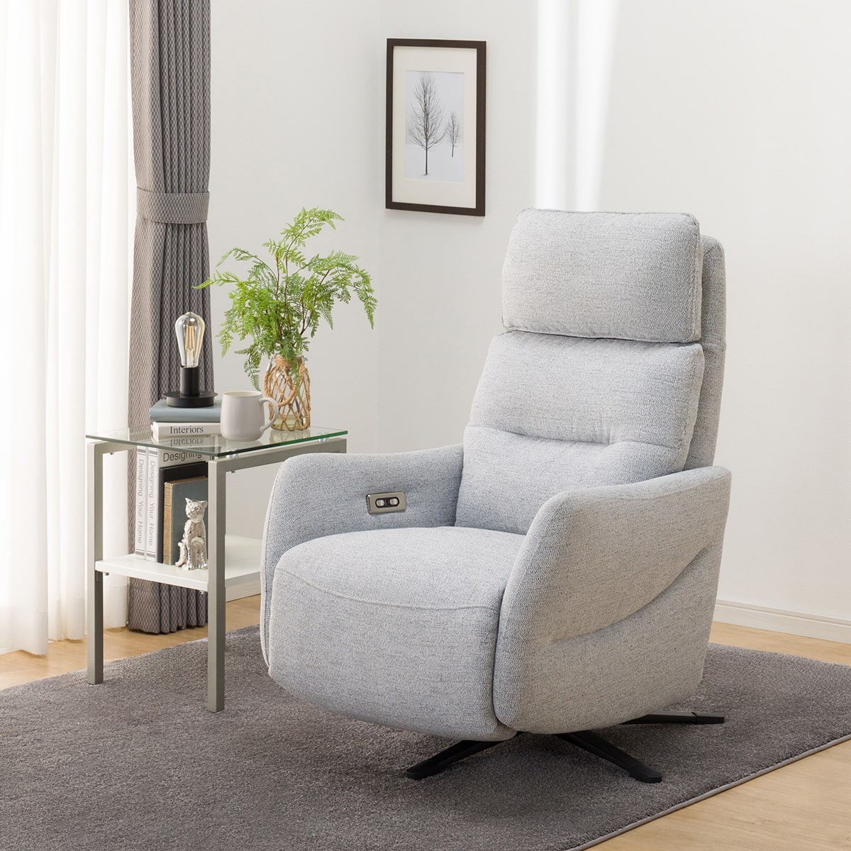 ニトリ2M電動リクライニングチェア LE01-02 DGY オットマン モダン