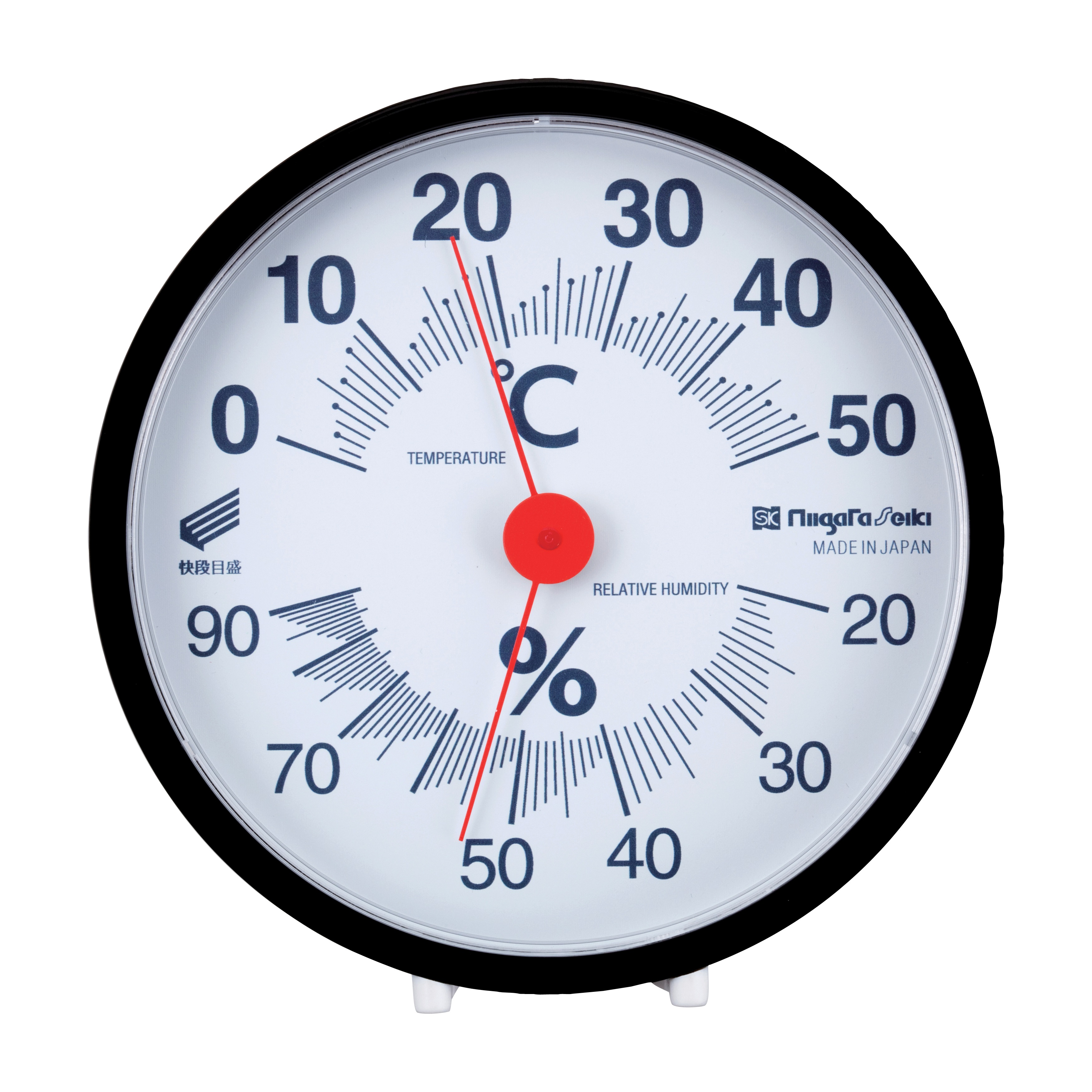 製品情報｜温湿度計 快段目盛 丸型 黒｜新潟精機株式会社｜新潟精機