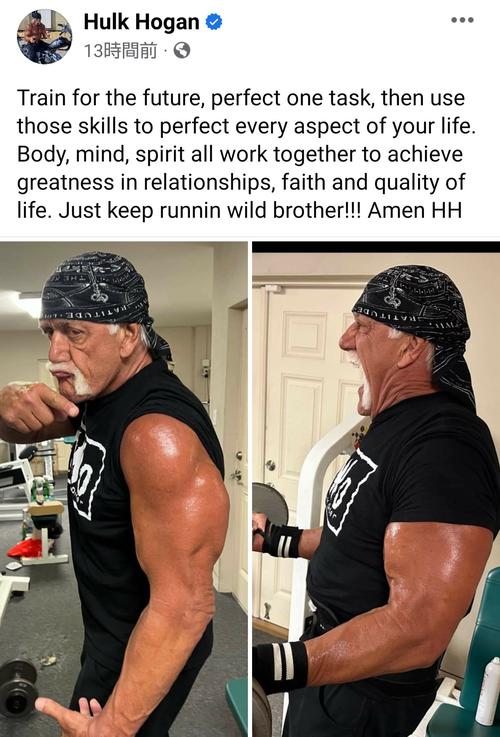 69歳の「超人」ハルク・ホーガンがジムでトレーニング中の肉体をSNSで
