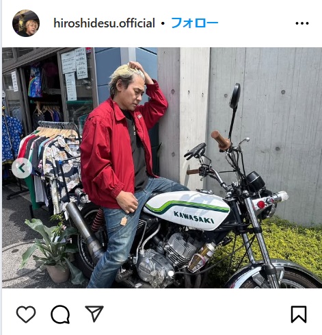 ヒロシ、空冷並列3気筒の愛車を披露「暗い道も安心」 磨き込まれた半