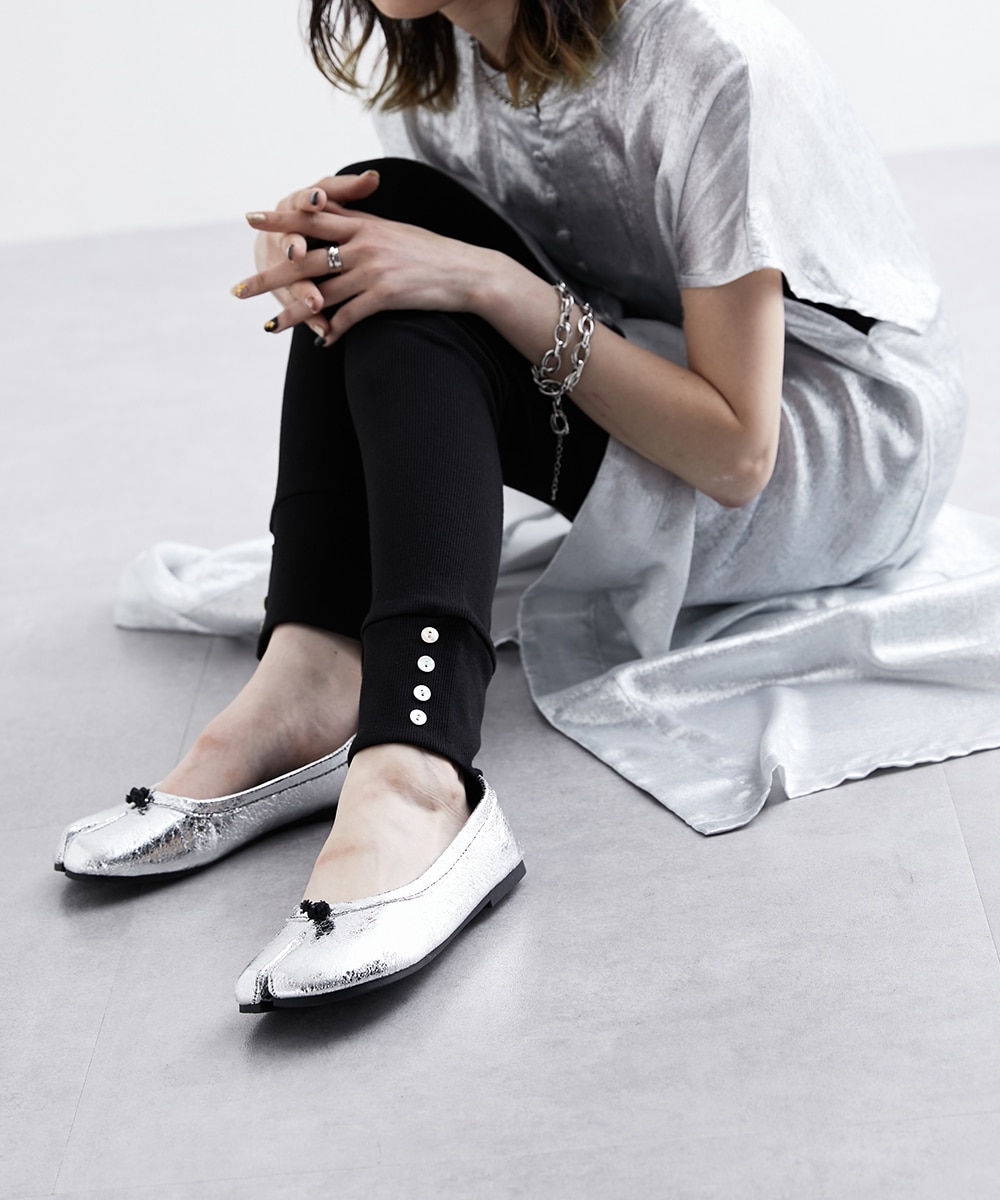 洗える】裾口シェル風ボタン付レギンス［Soiunique］ ストレッチ 防寒