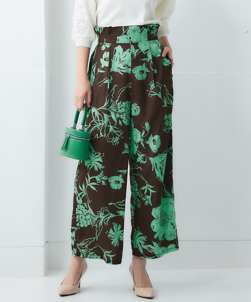 大輪の花柄プリントワイドパンツ【Hana服】 通販【ニッセン】