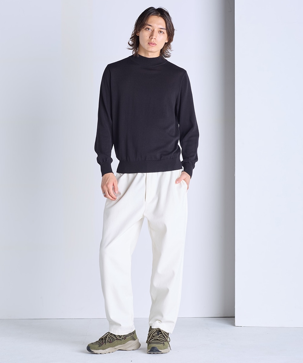 洗える綿100％モックネックニット（ハイゲージ）【大きいサイズ有