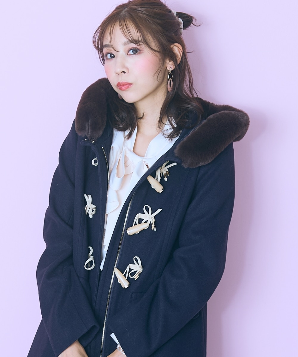 大きいサイズ＞フェイクファーフードダッフルコート marun 通販