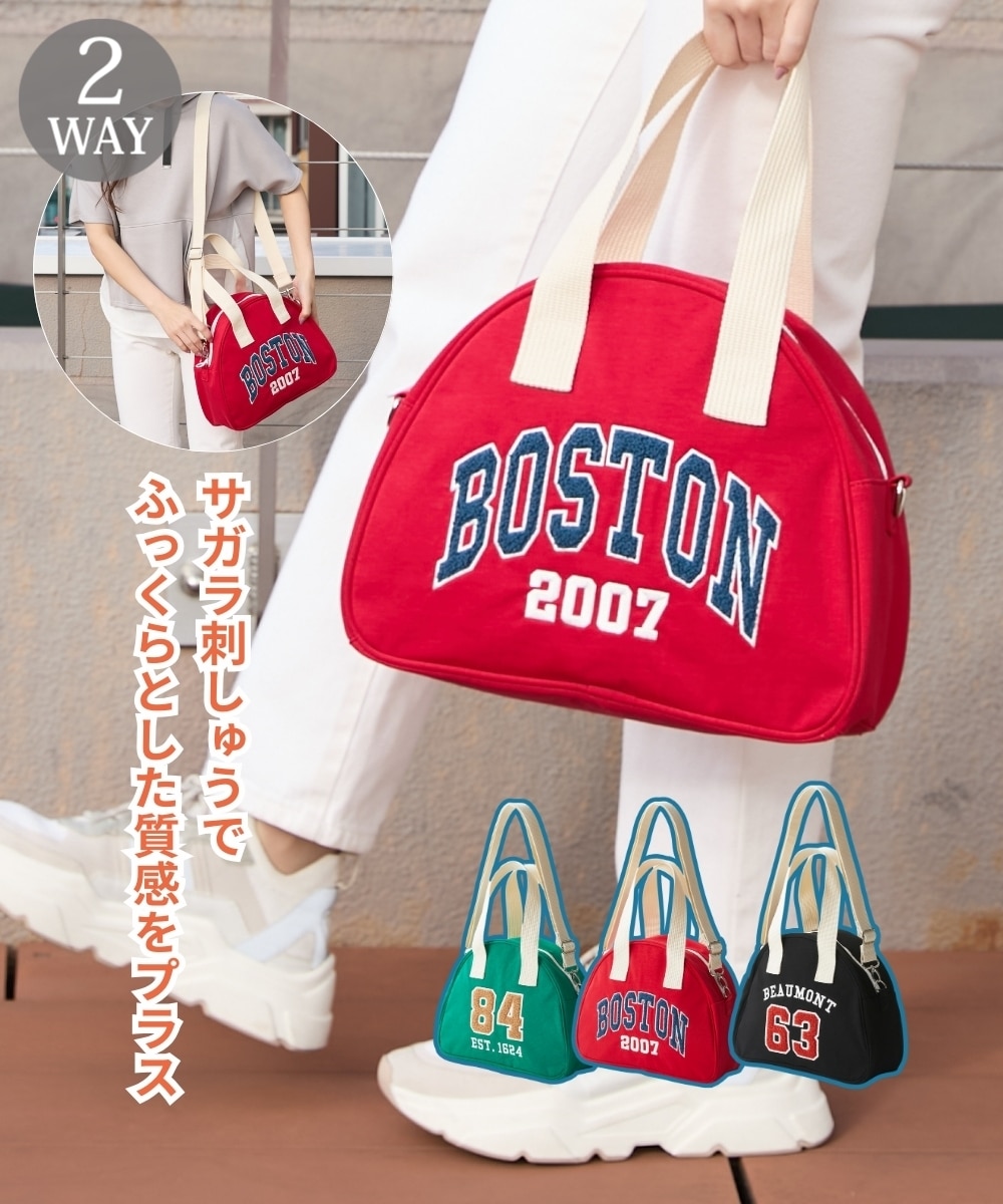 10ポケット サガラ刺しゅうロゴデザイン2WAYボストンバッグ 通販