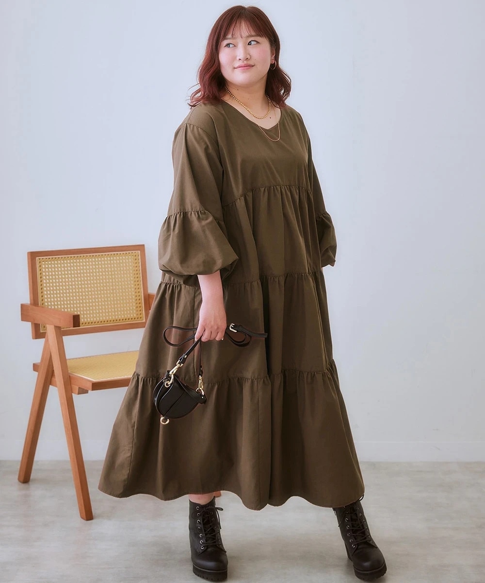 大きいサイズ＞ ゆるシルエットティアードデザインワンピース 通販