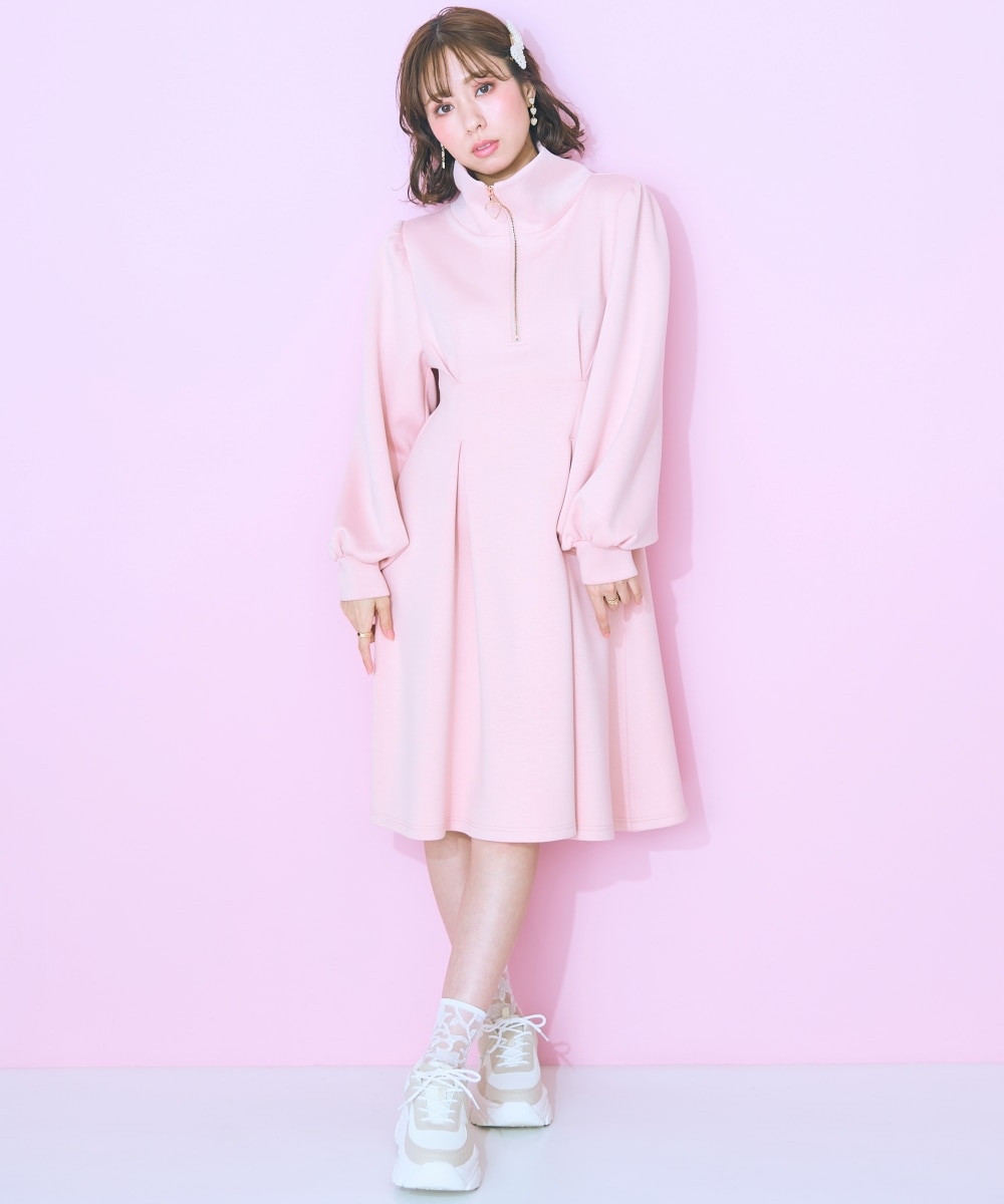 大きいサイズ＞ハーフZIPタックフレアワンピース marun 通販【ニッセン】