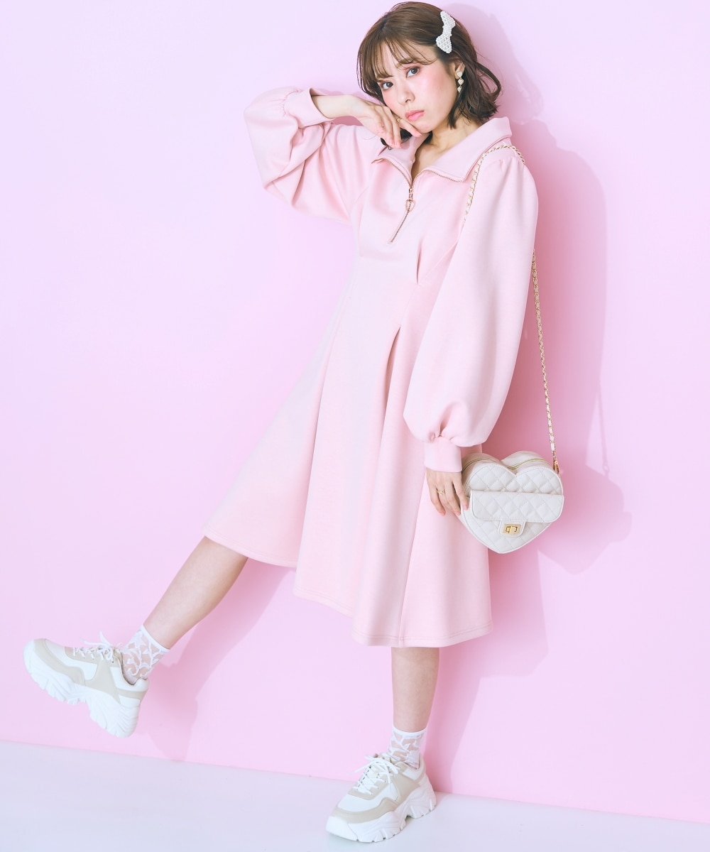 大きいサイズ＞ハーフZIPタックフレアワンピース marun 通販【ニッセン】