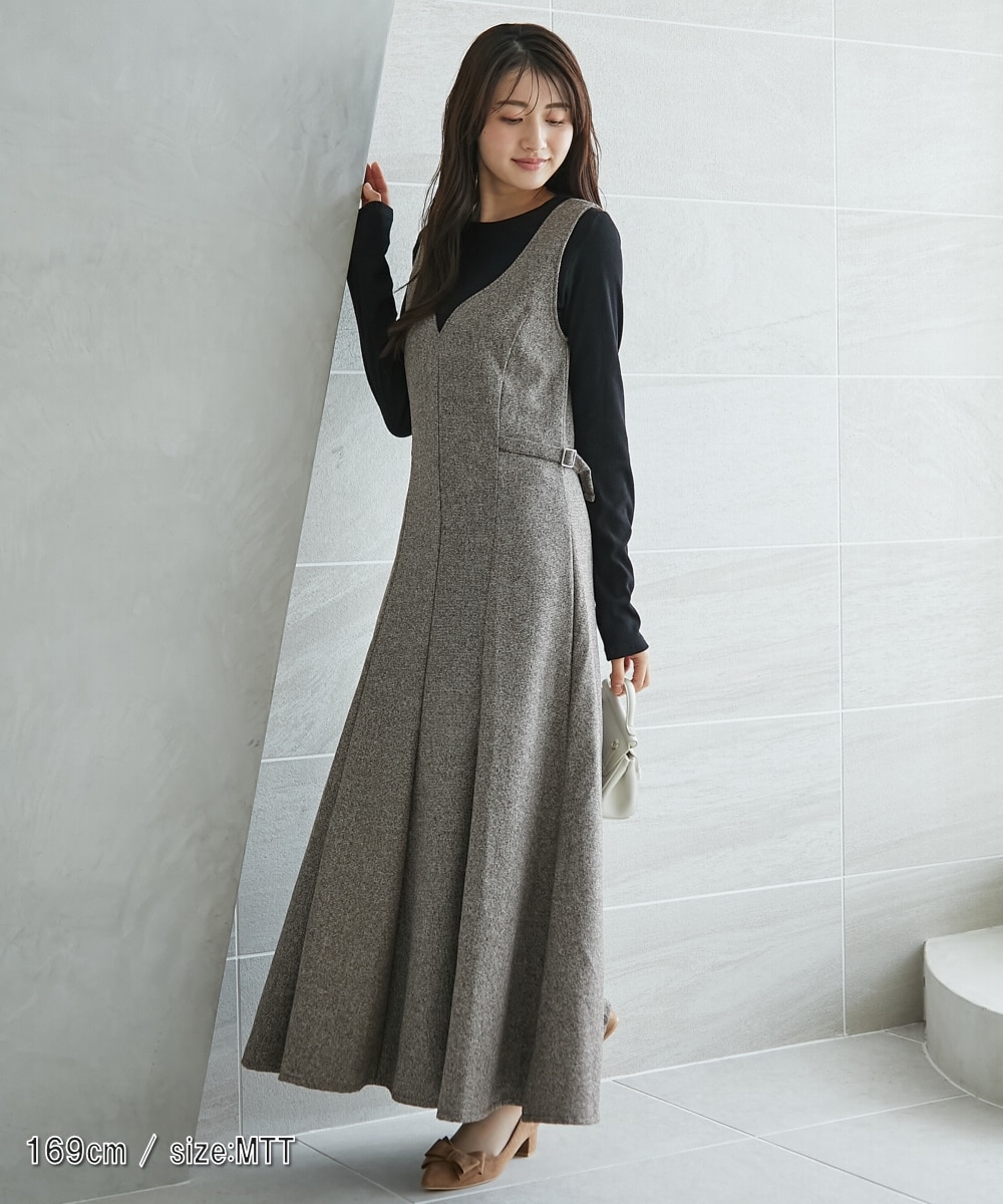 高身長 ツイードフレアジャンパースカート（トールサイズ）fifiean