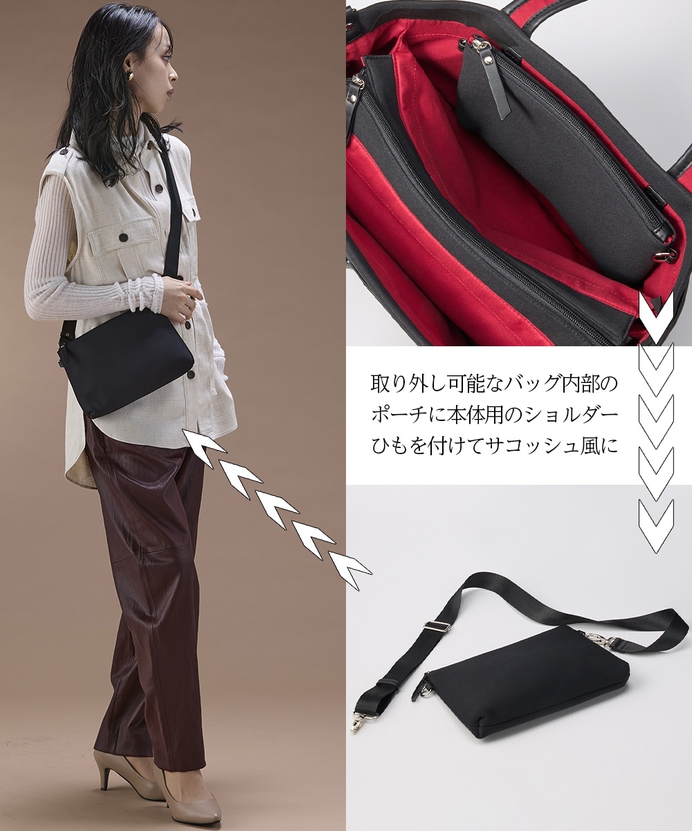 14ポケットダイバー風素材2WAYトートバッグ（PC収納）（A4対応