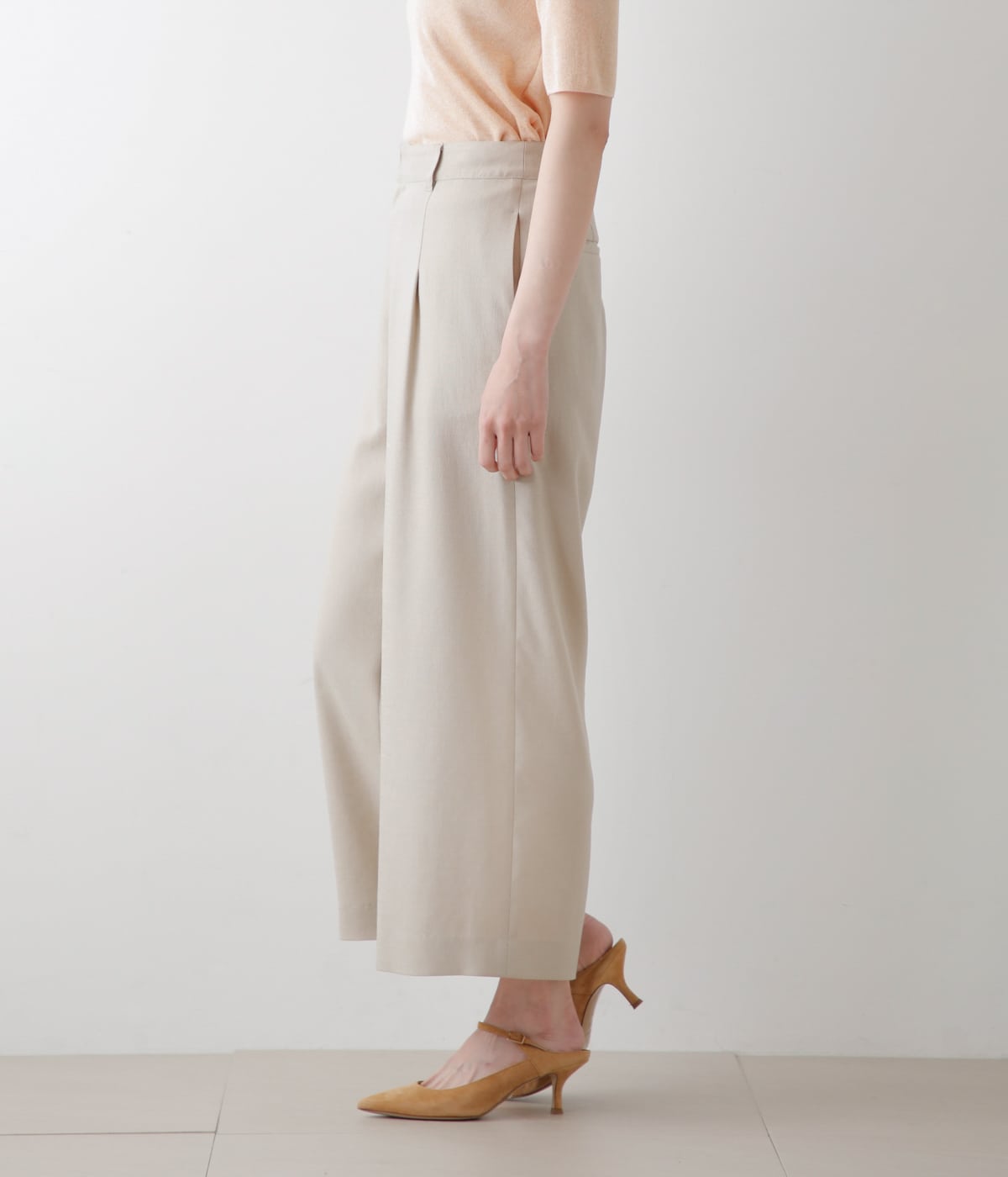 リネンライククロス タックガウチョパンツ(51332150-2024