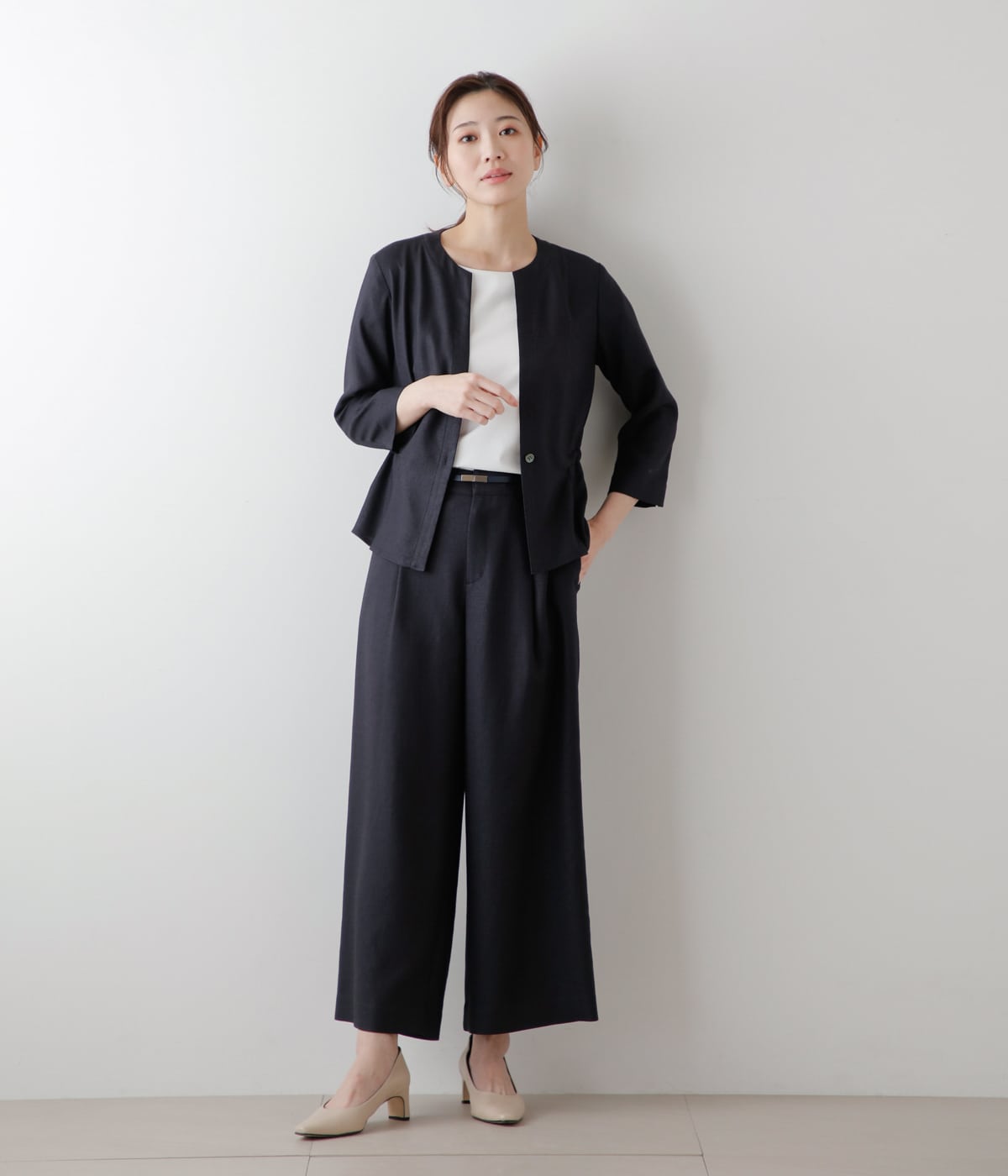 リネンライククロス タックガウチョパンツ(51332150-2024