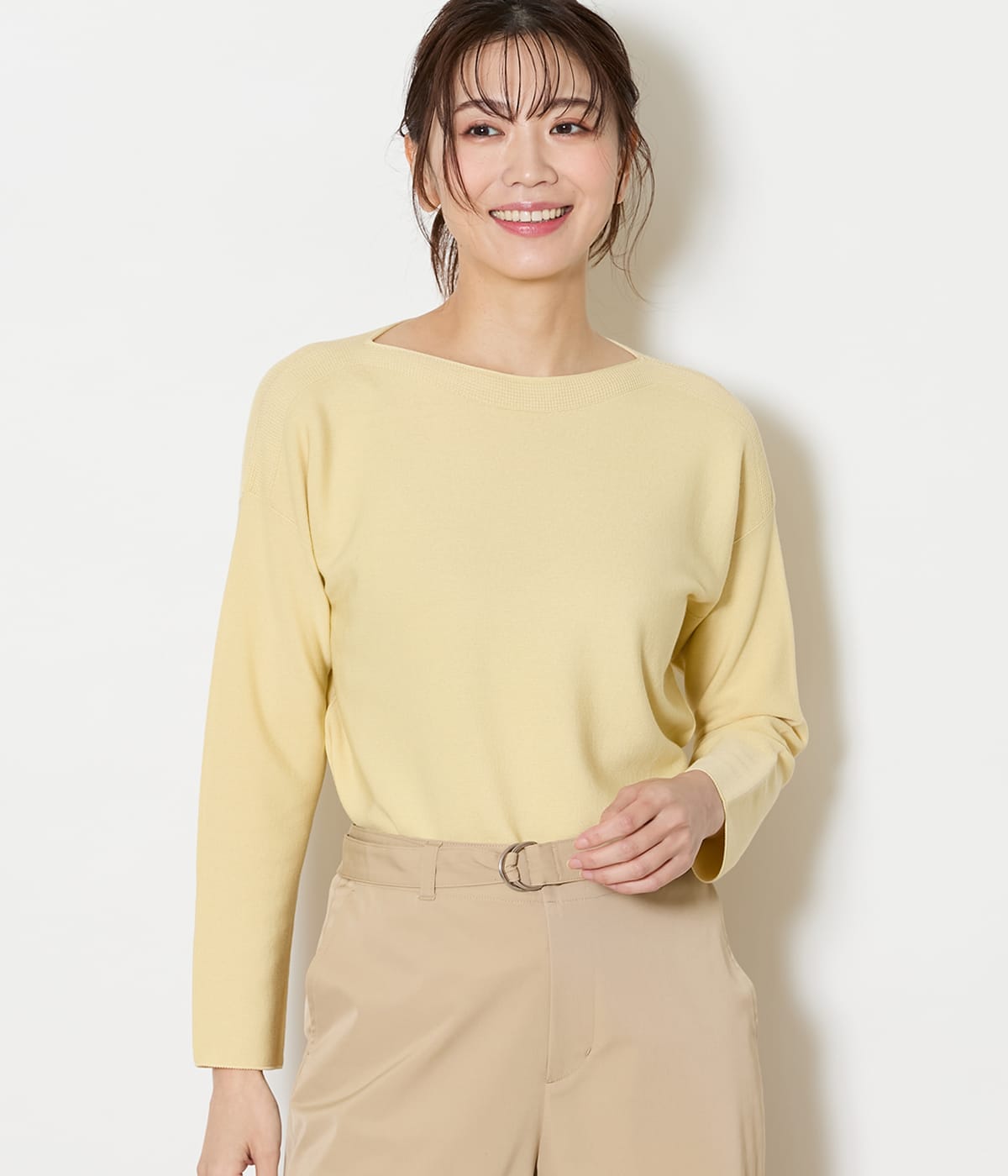 手洗い可能】TCホールガーメント(R) ボートネックニットプルオーバー