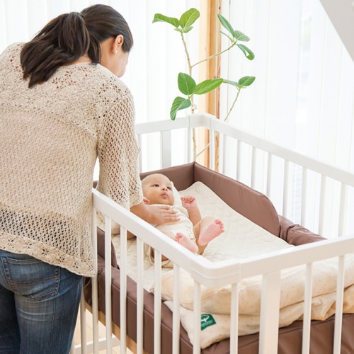 キャンペーン】ベッドサイドベッド03 ホワイト(添い寝安全ベルト付